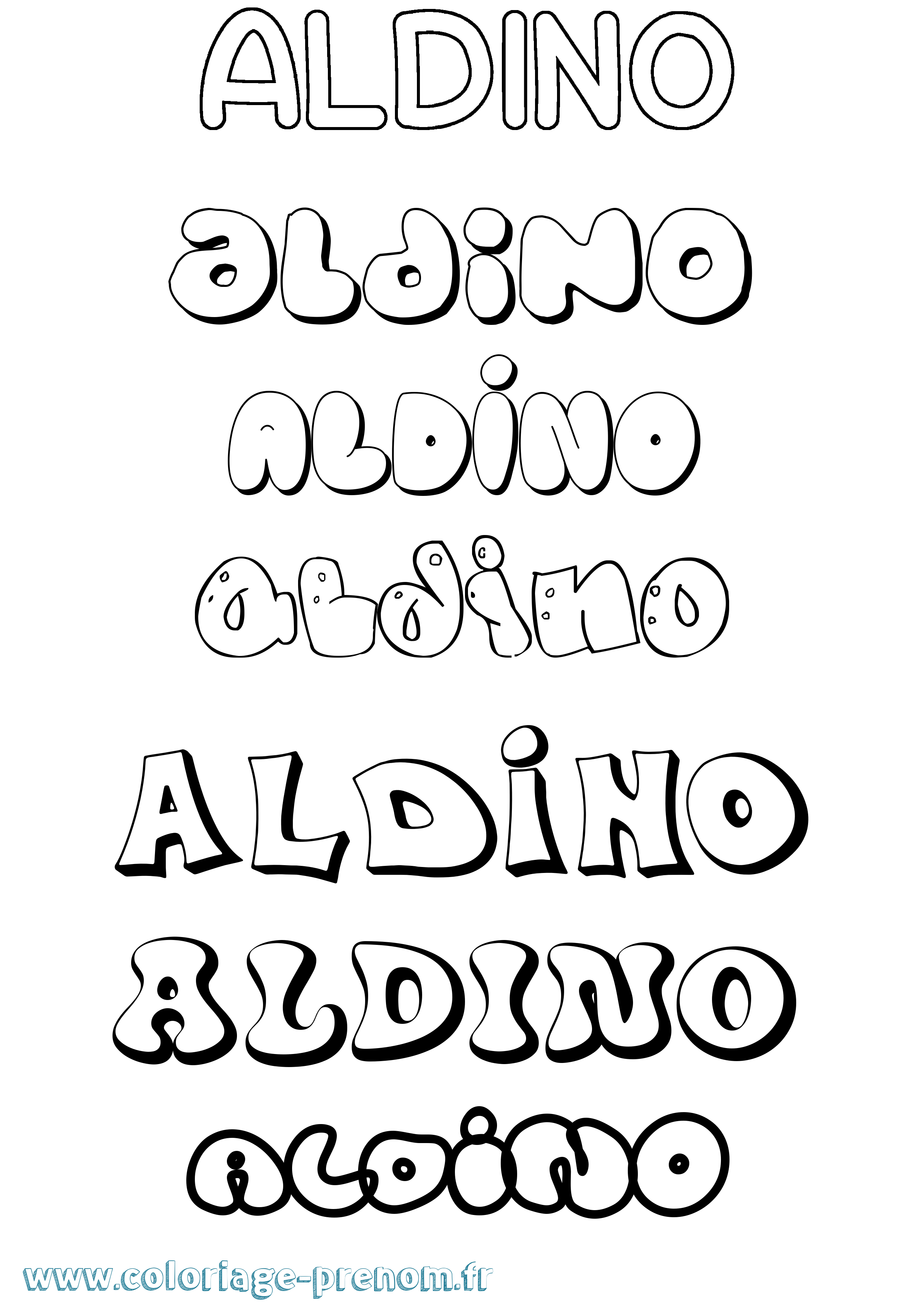 Coloriage prénom Aldino Bubble