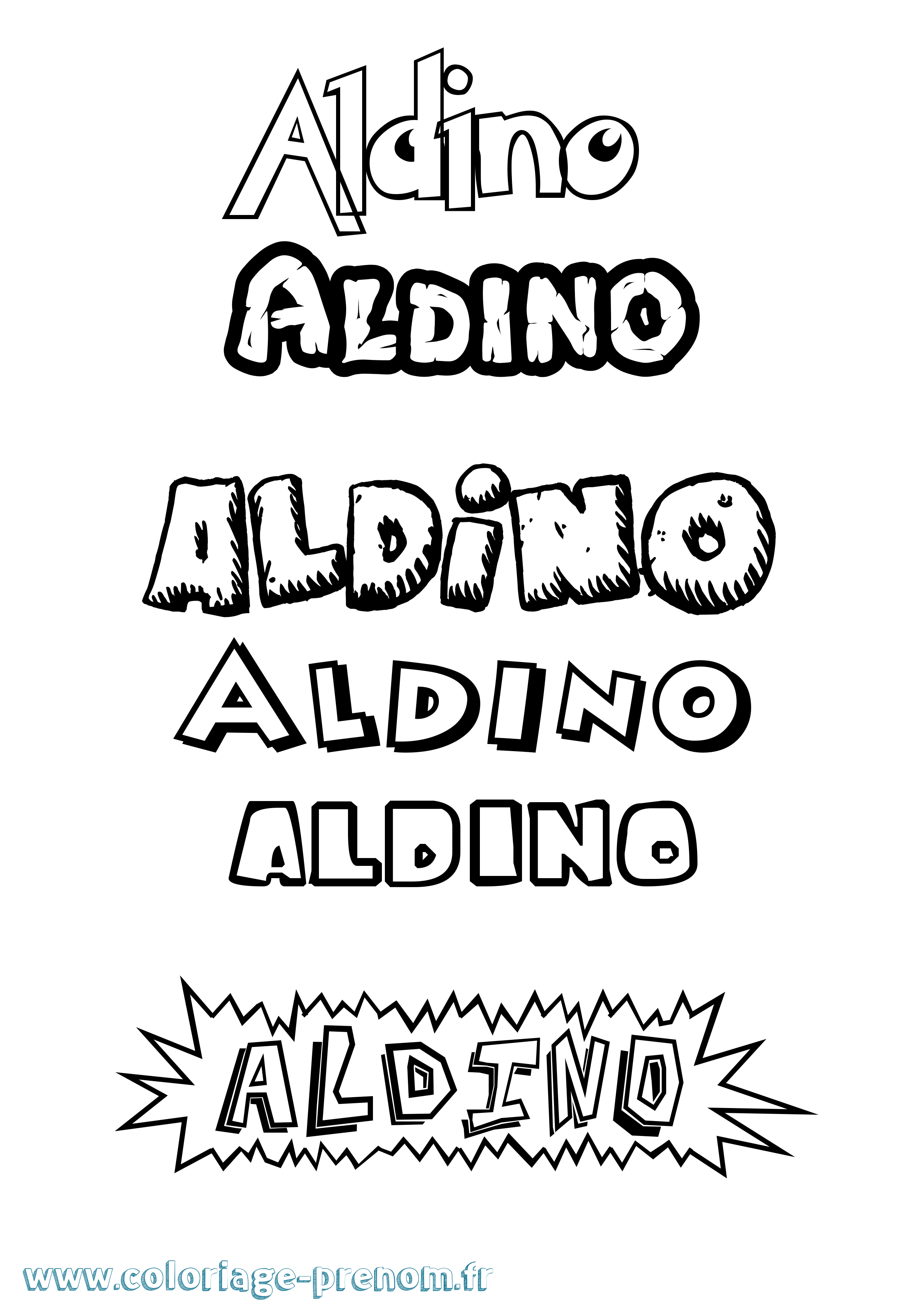 Coloriage prénom Aldino Dessin Animé