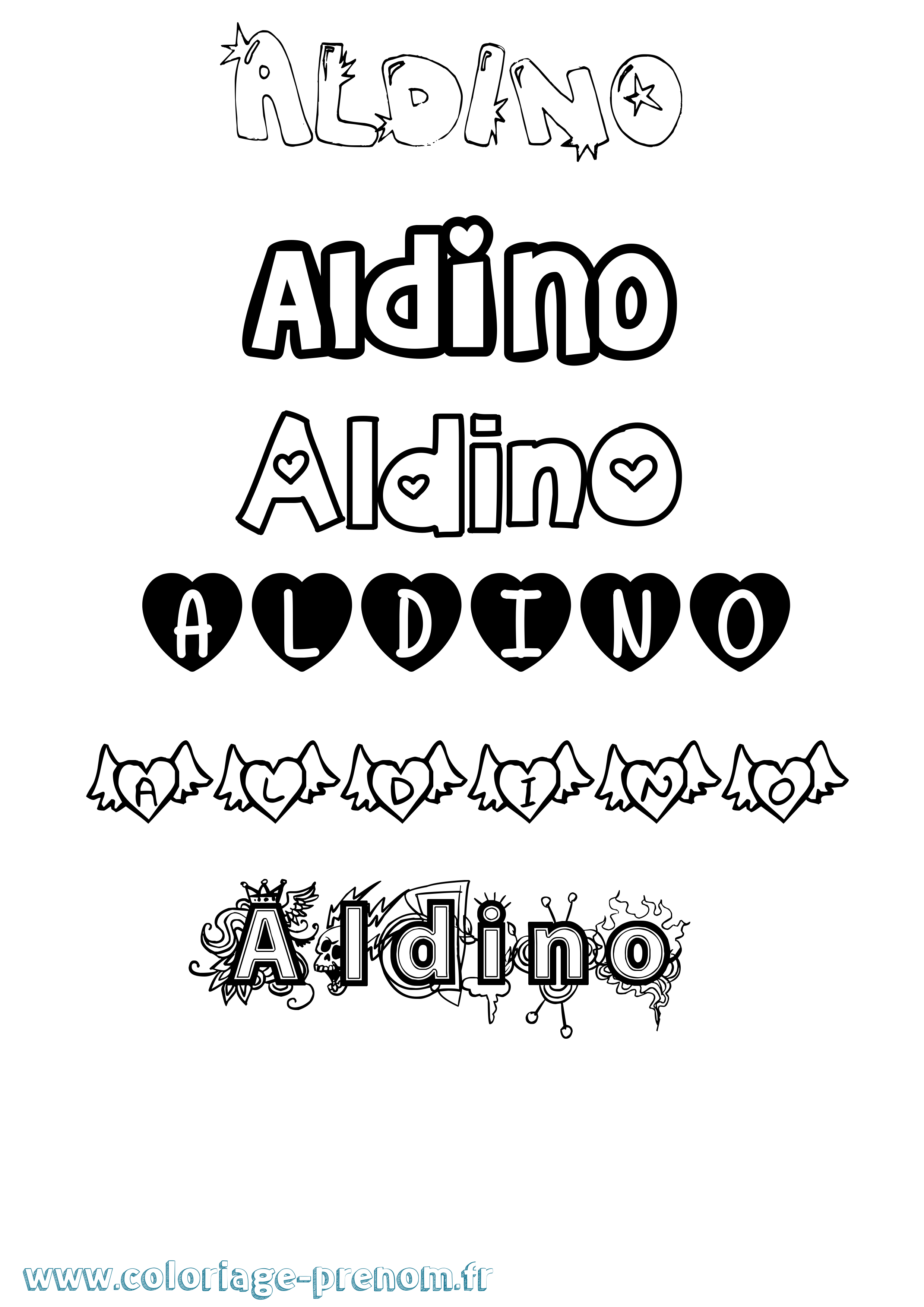 Coloriage prénom Aldino Girly