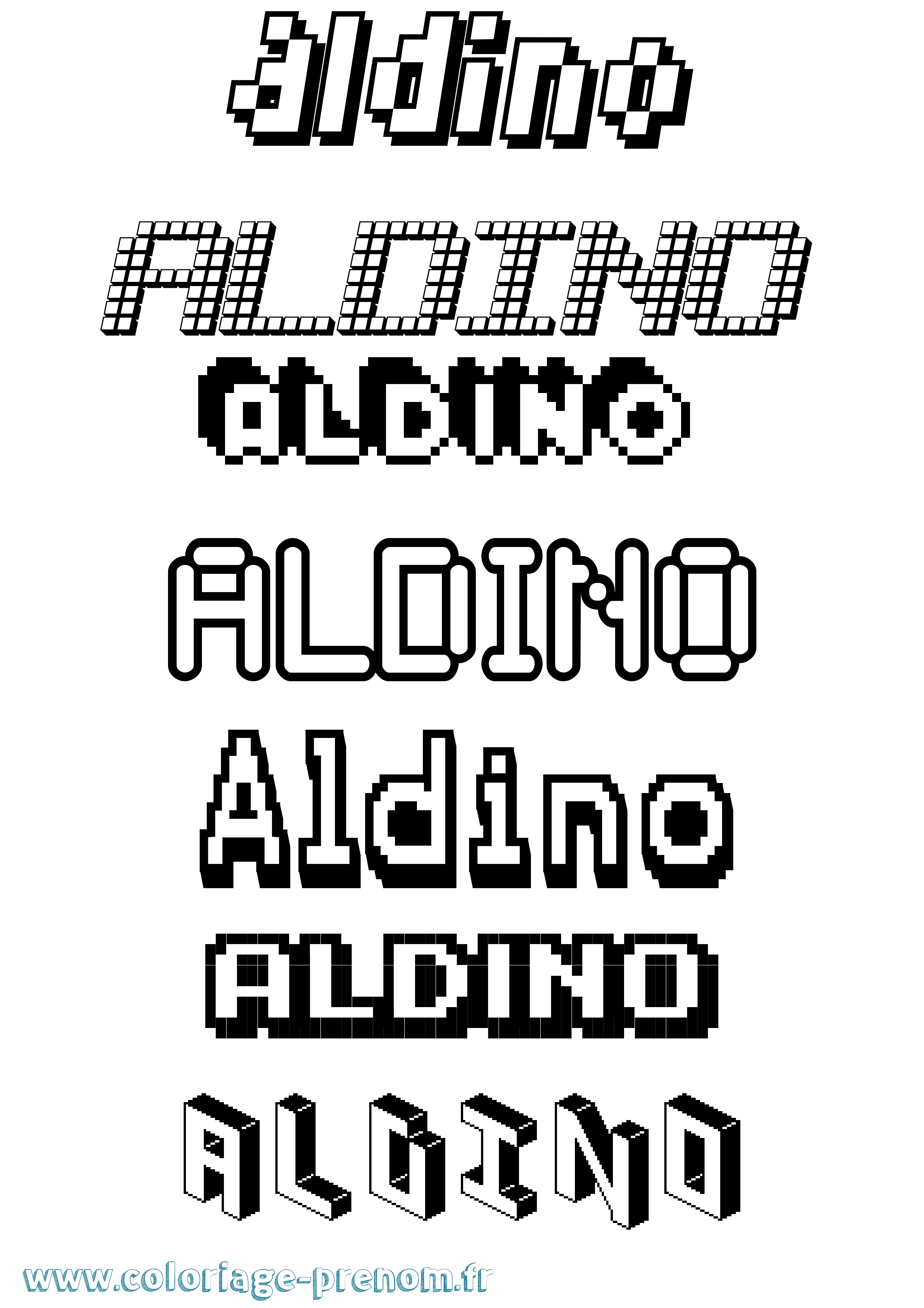 Coloriage prénom Aldino Pixel