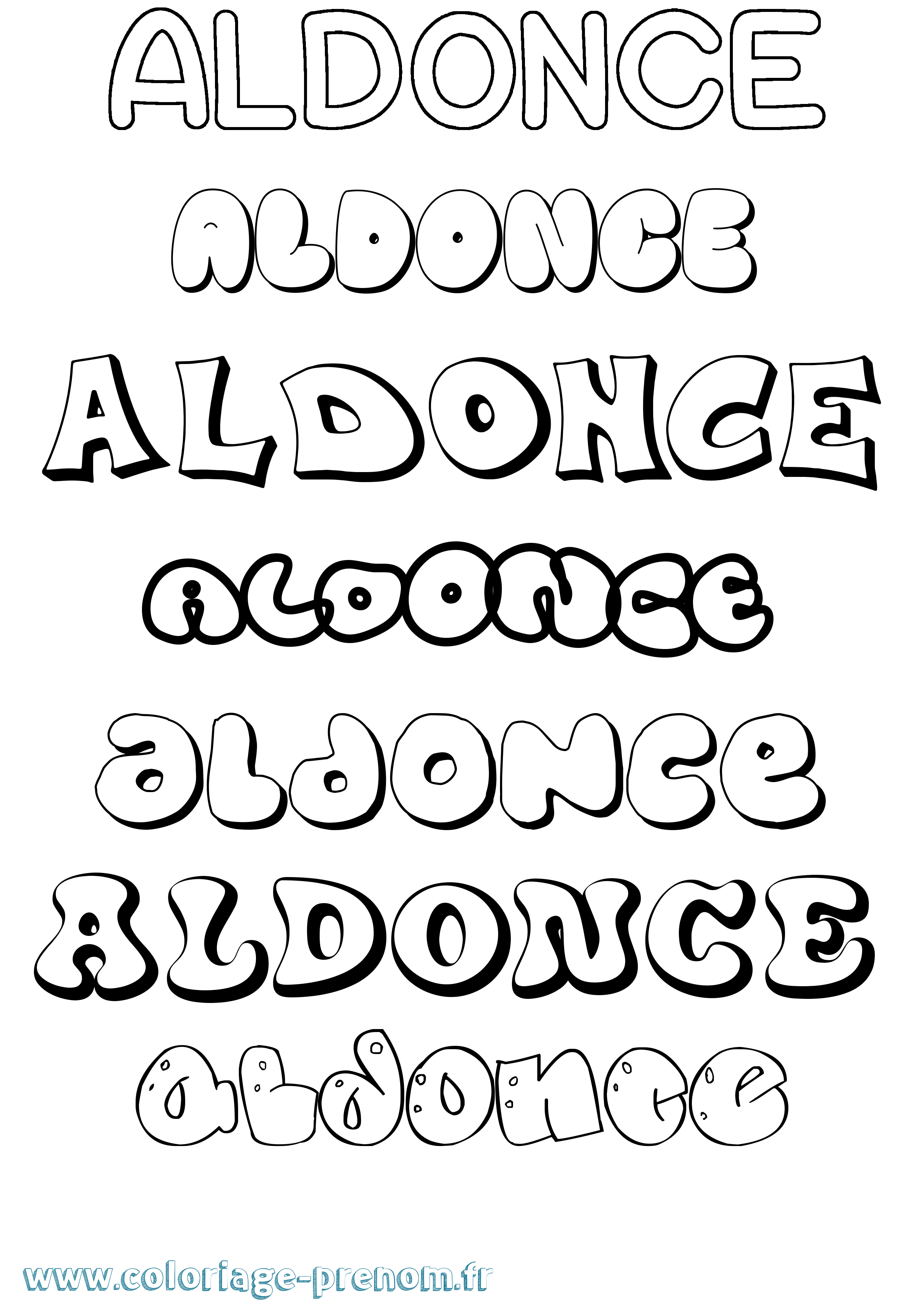 Coloriage prénom Aldonce Bubble