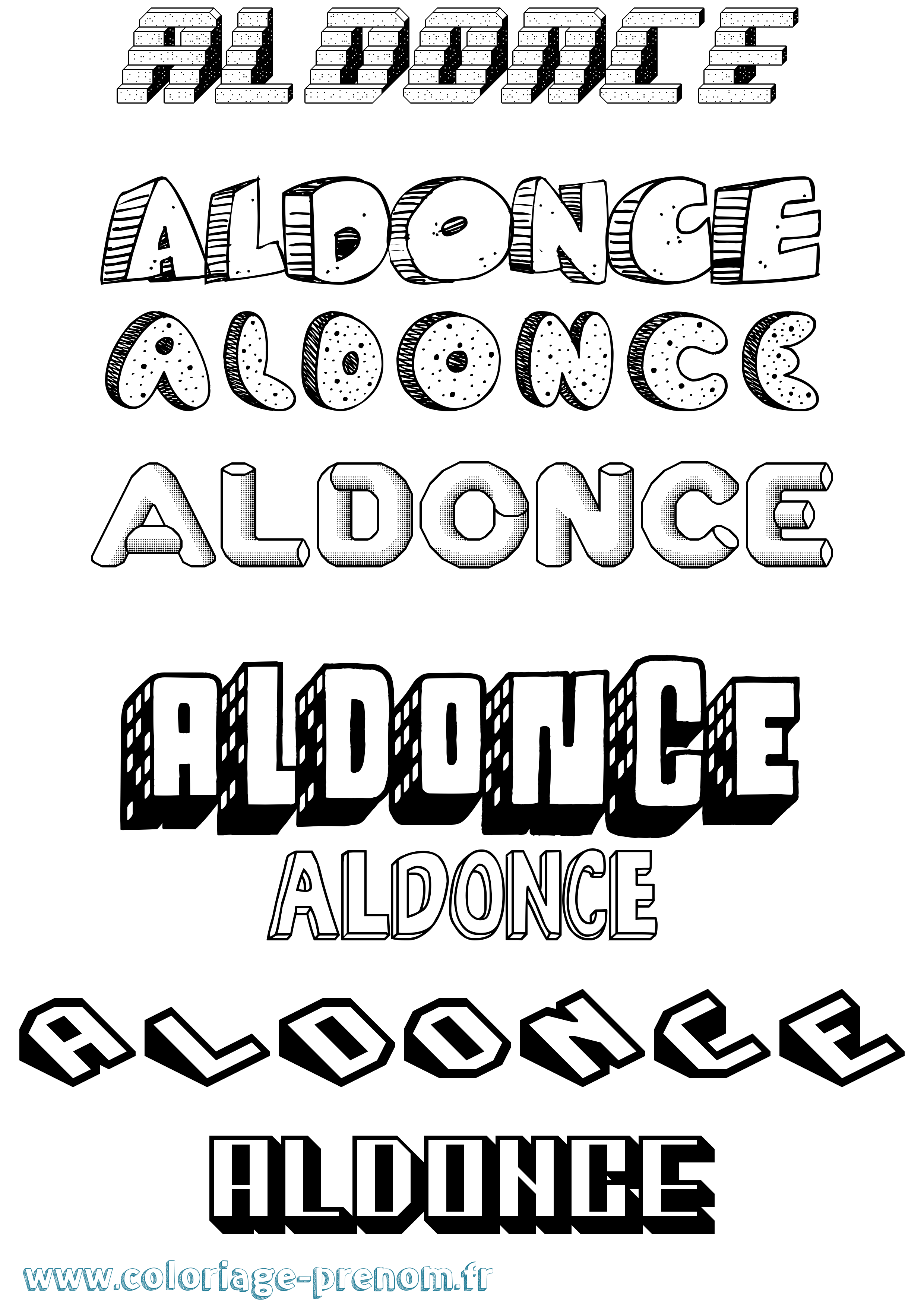 Coloriage prénom Aldonce Effet 3D