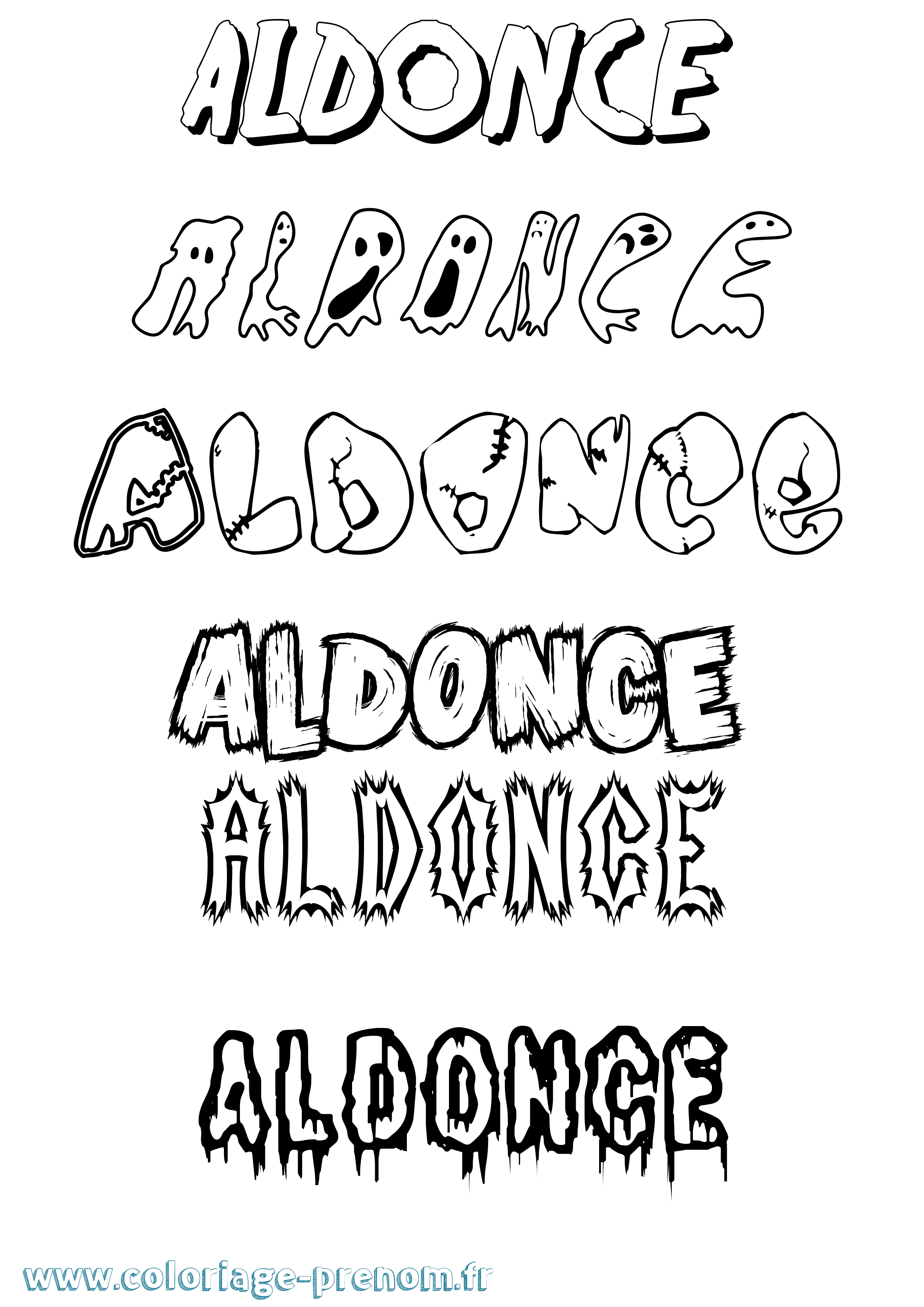 Coloriage prénom Aldonce Frisson