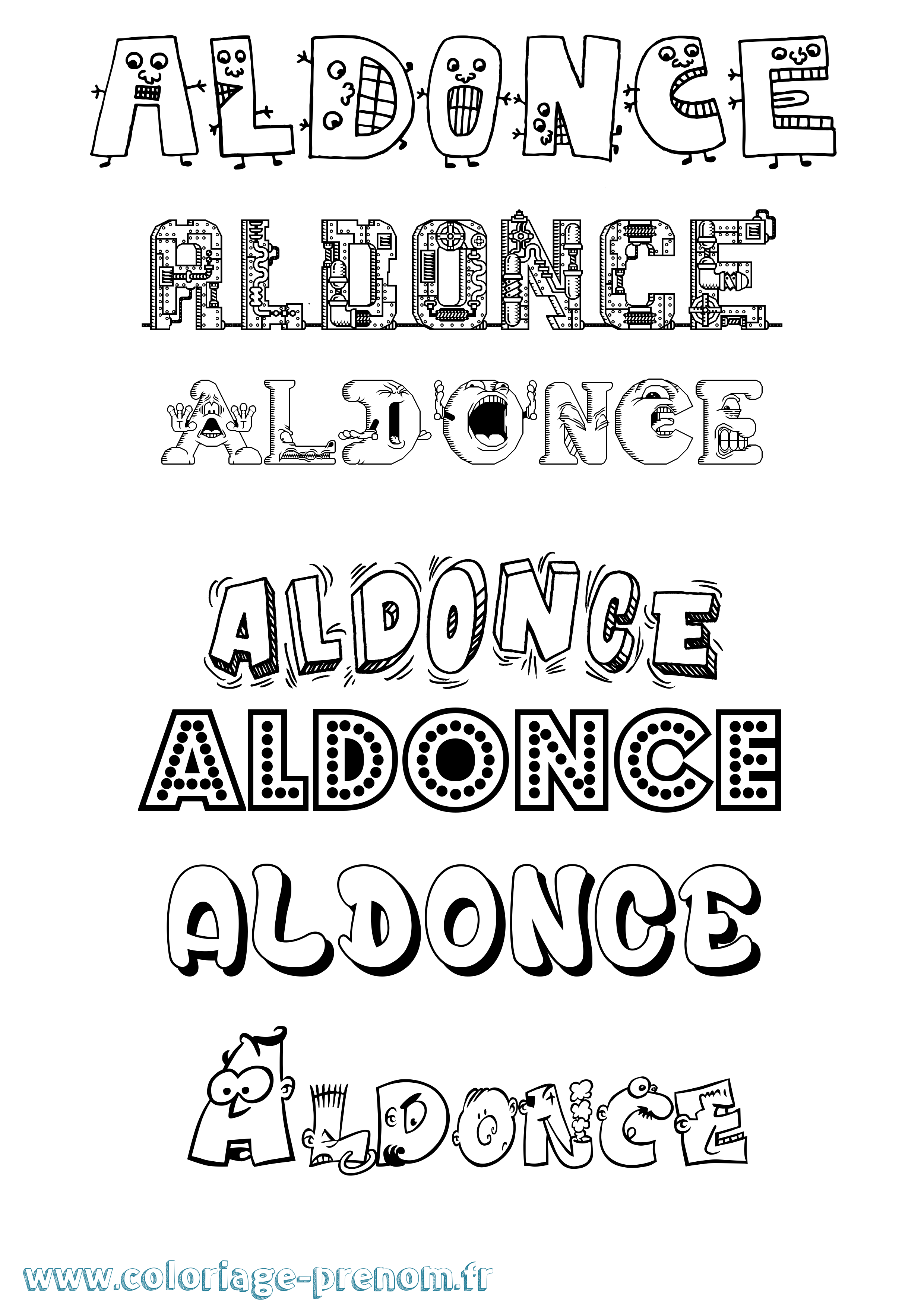 Coloriage prénom Aldonce Fun