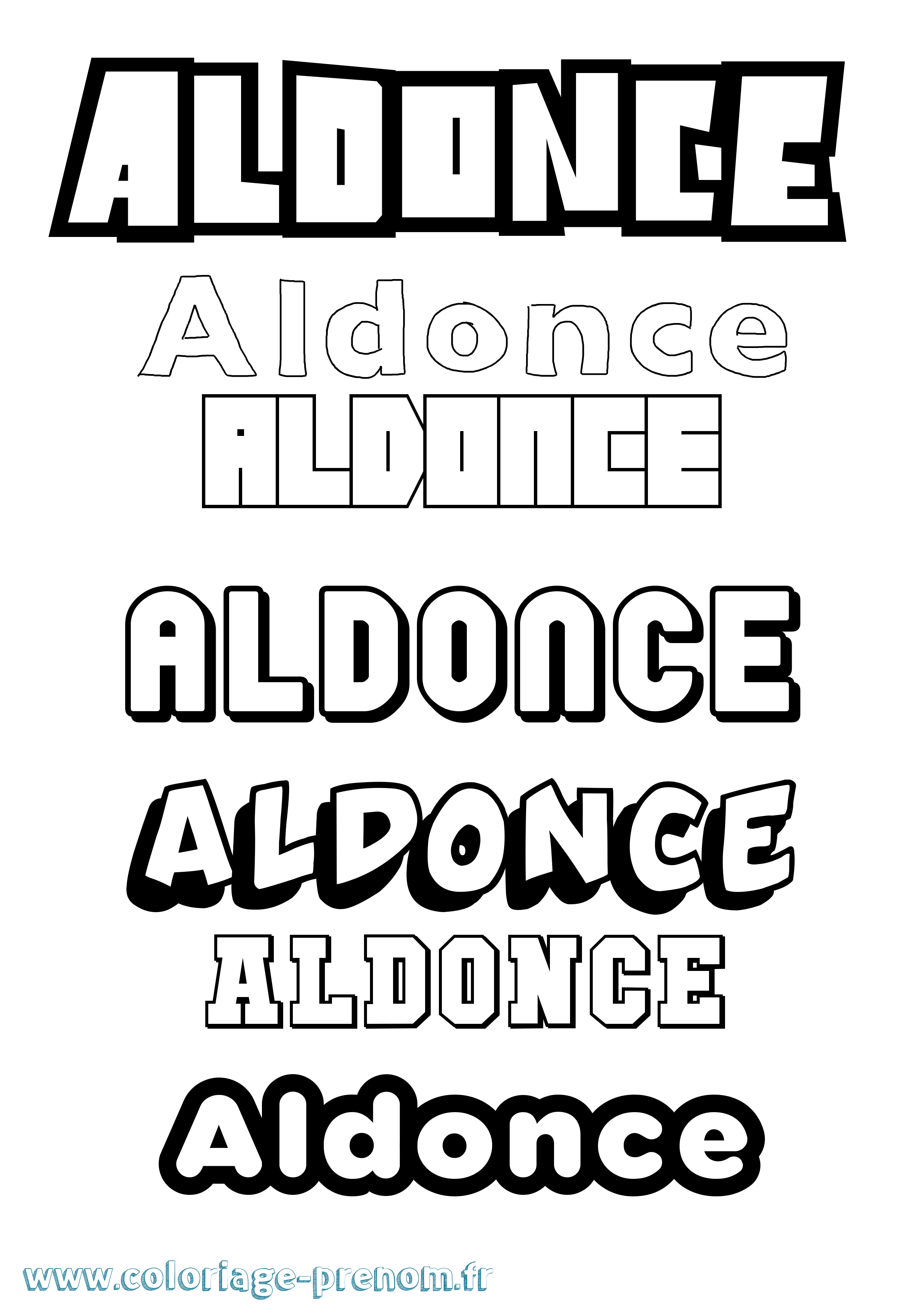 Coloriage prénom Aldonce Simple