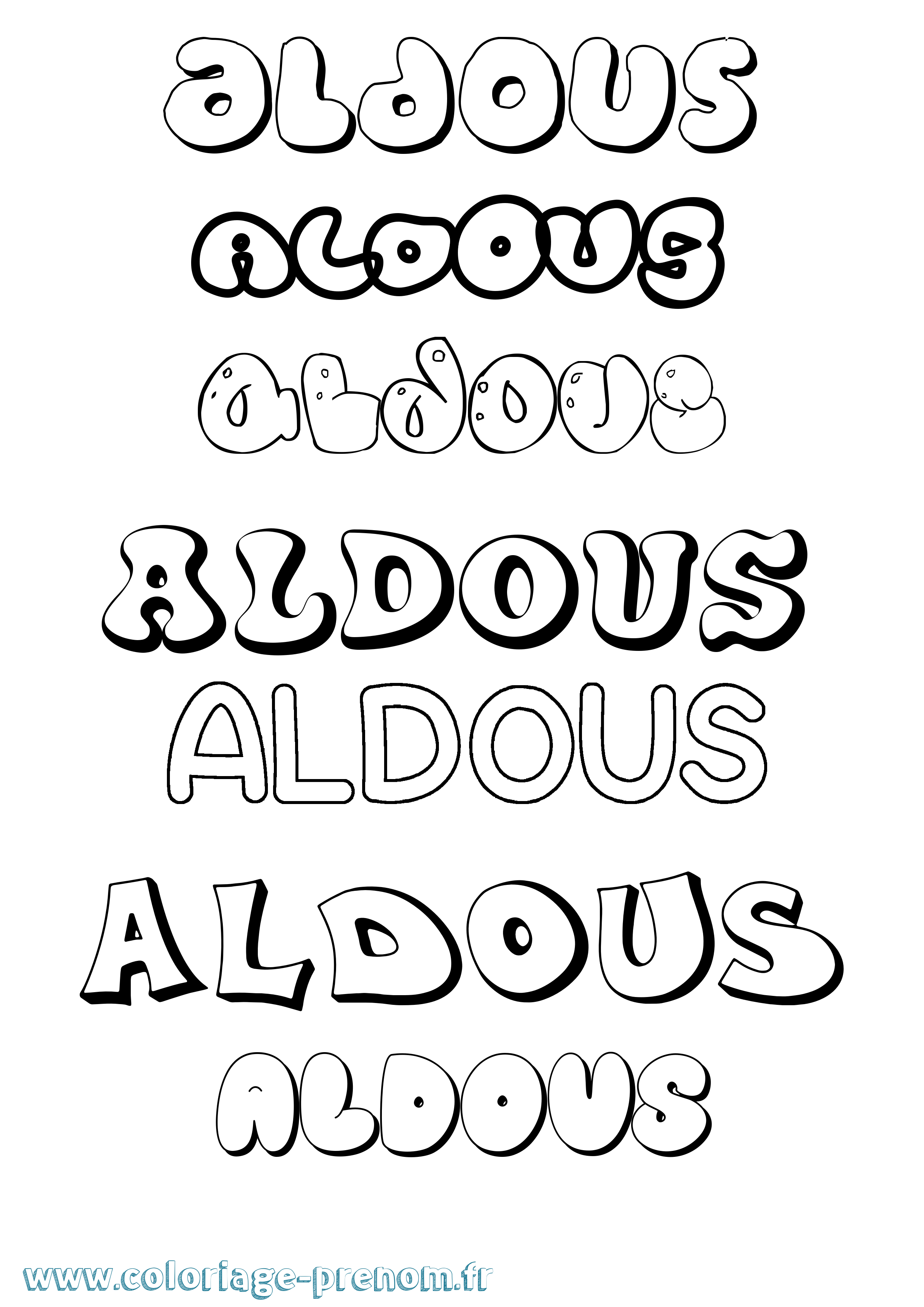 Coloriage prénom Aldous Bubble