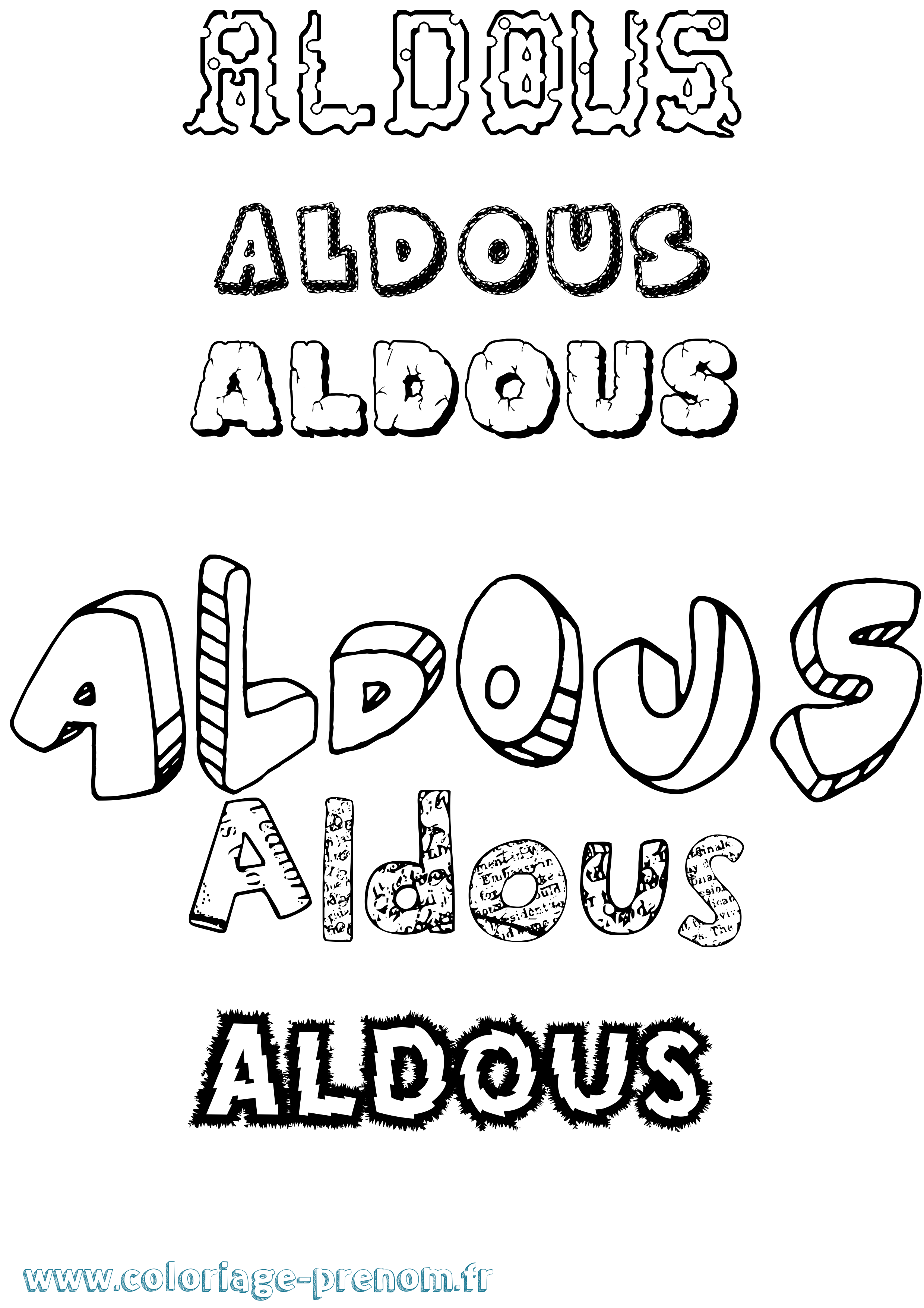 Coloriage prénom Aldous Destructuré