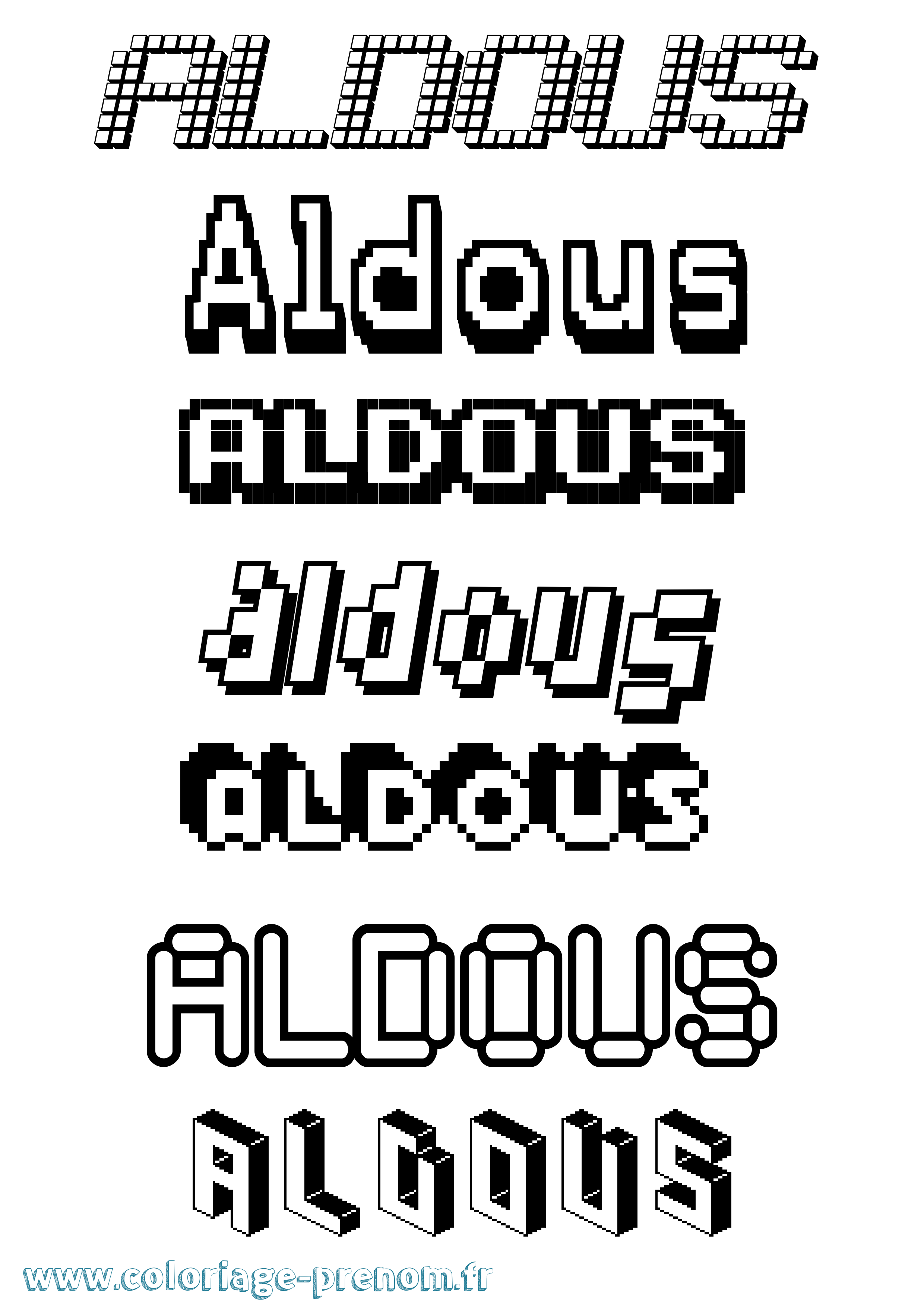 Coloriage prénom Aldous Pixel