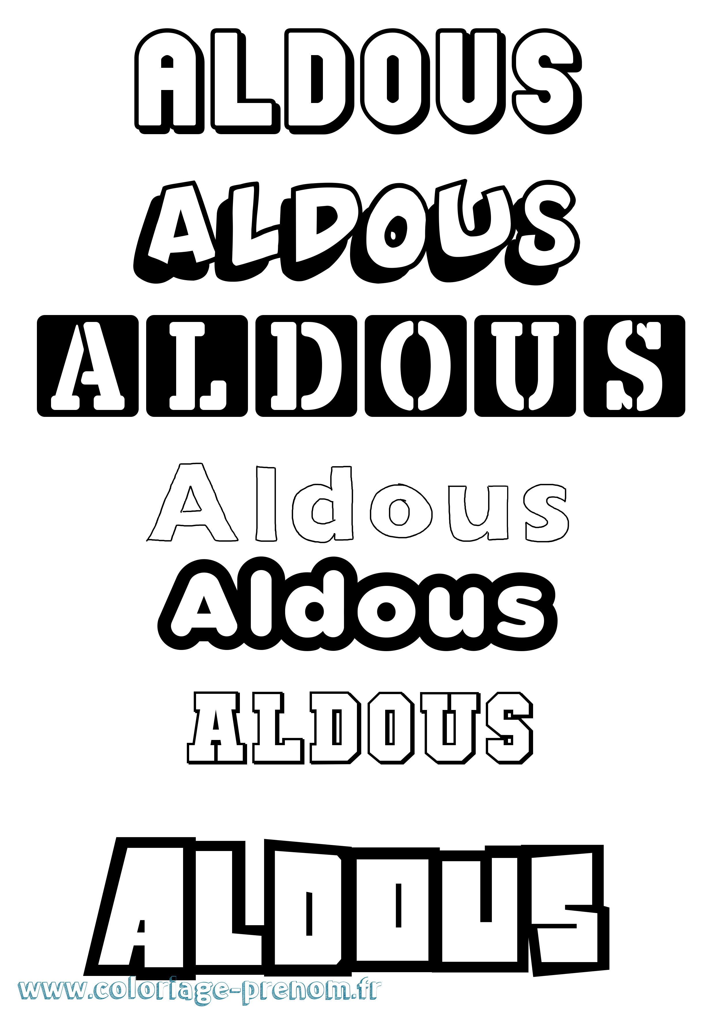 Coloriage prénom Aldous Simple