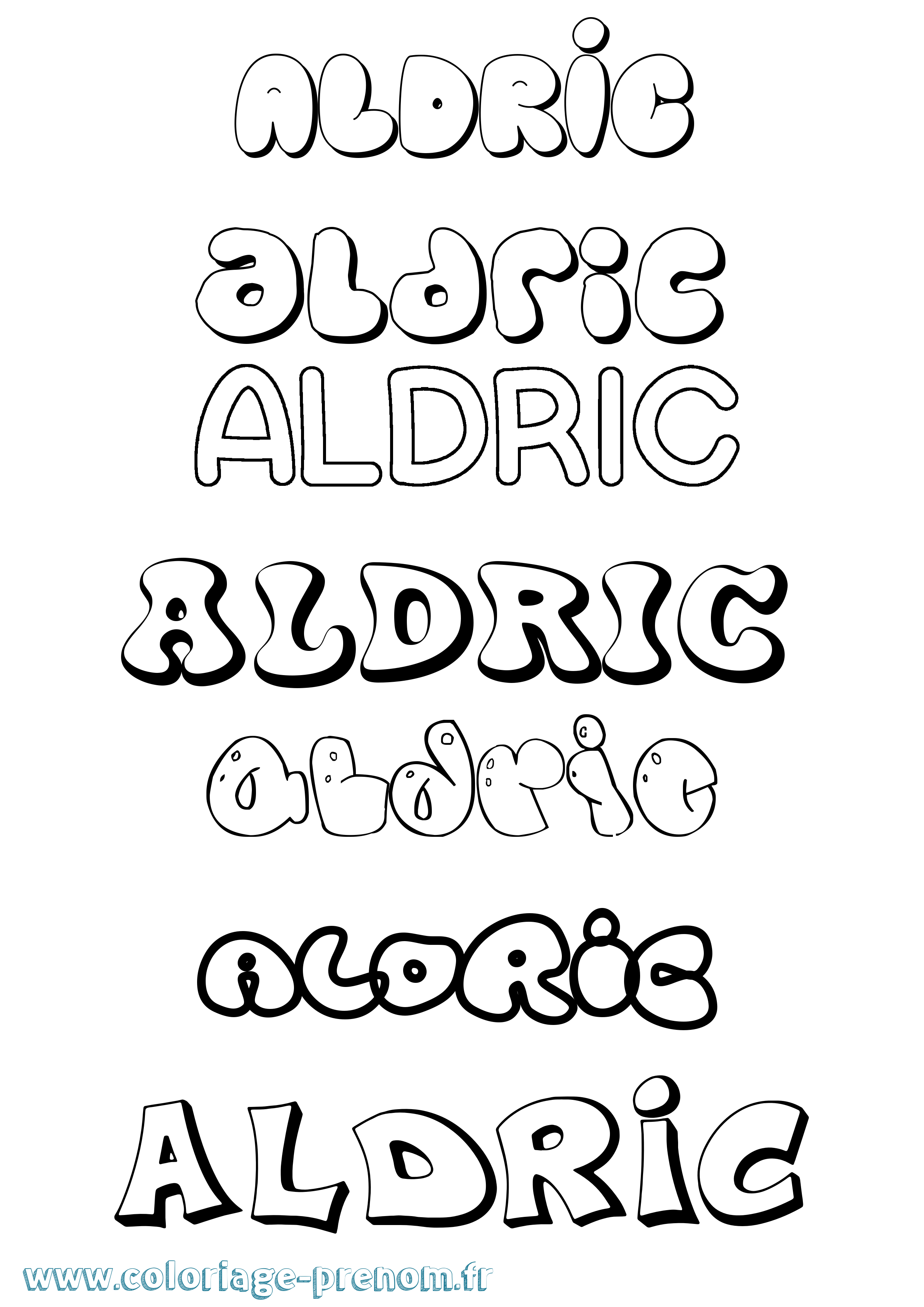 Coloriage prénom Aldric Bubble
