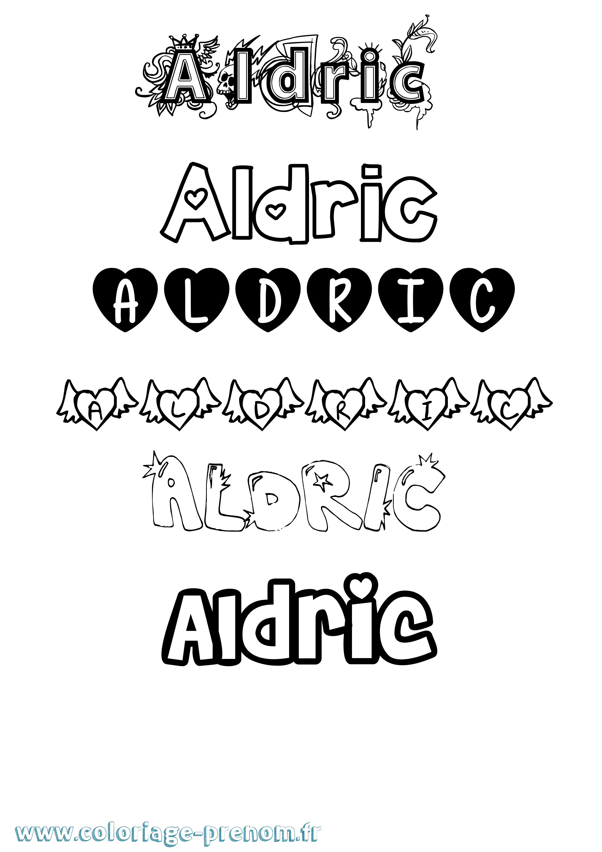 Coloriage prénom Aldric Girly