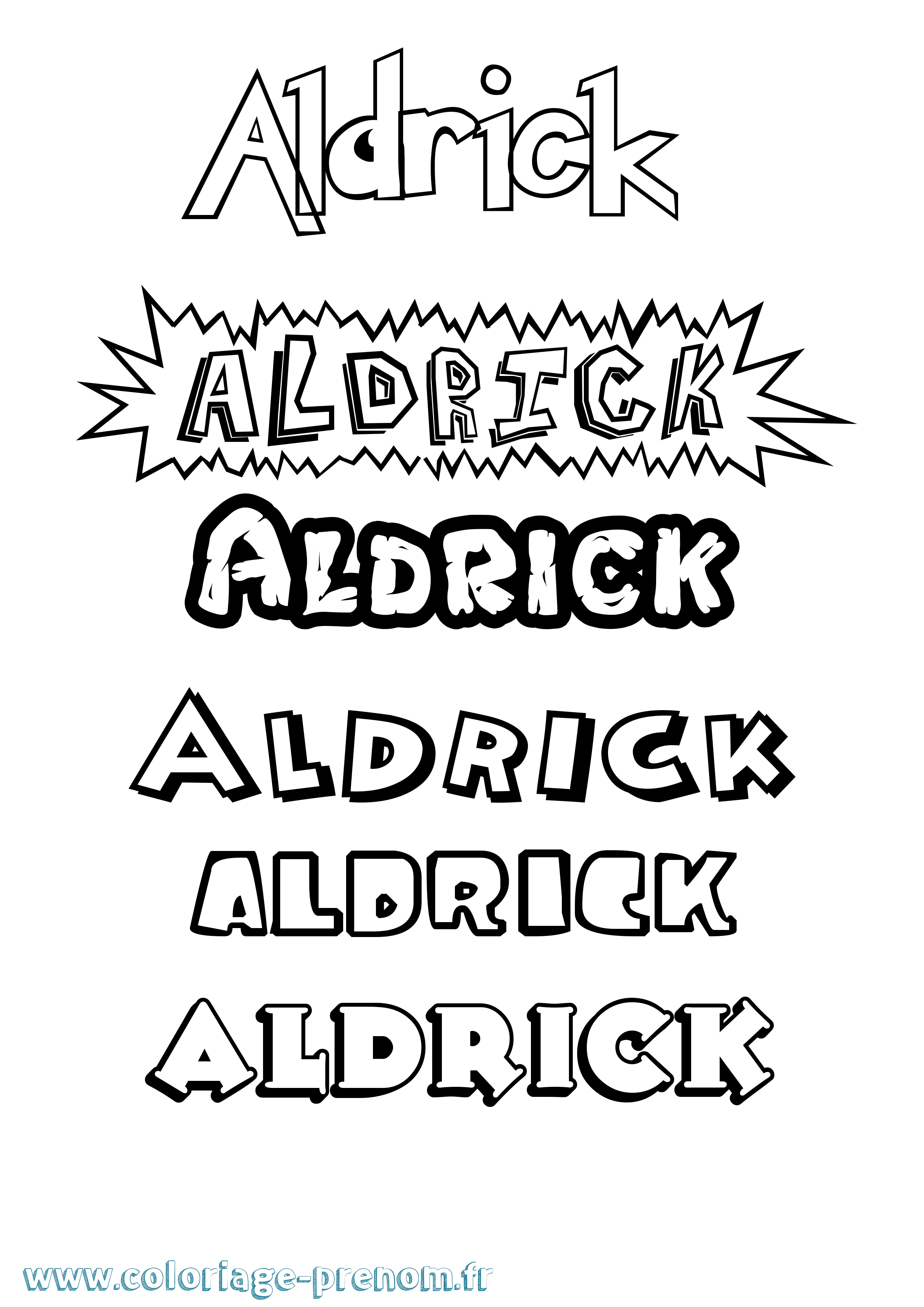 Coloriage prénom Aldrick Dessin Animé