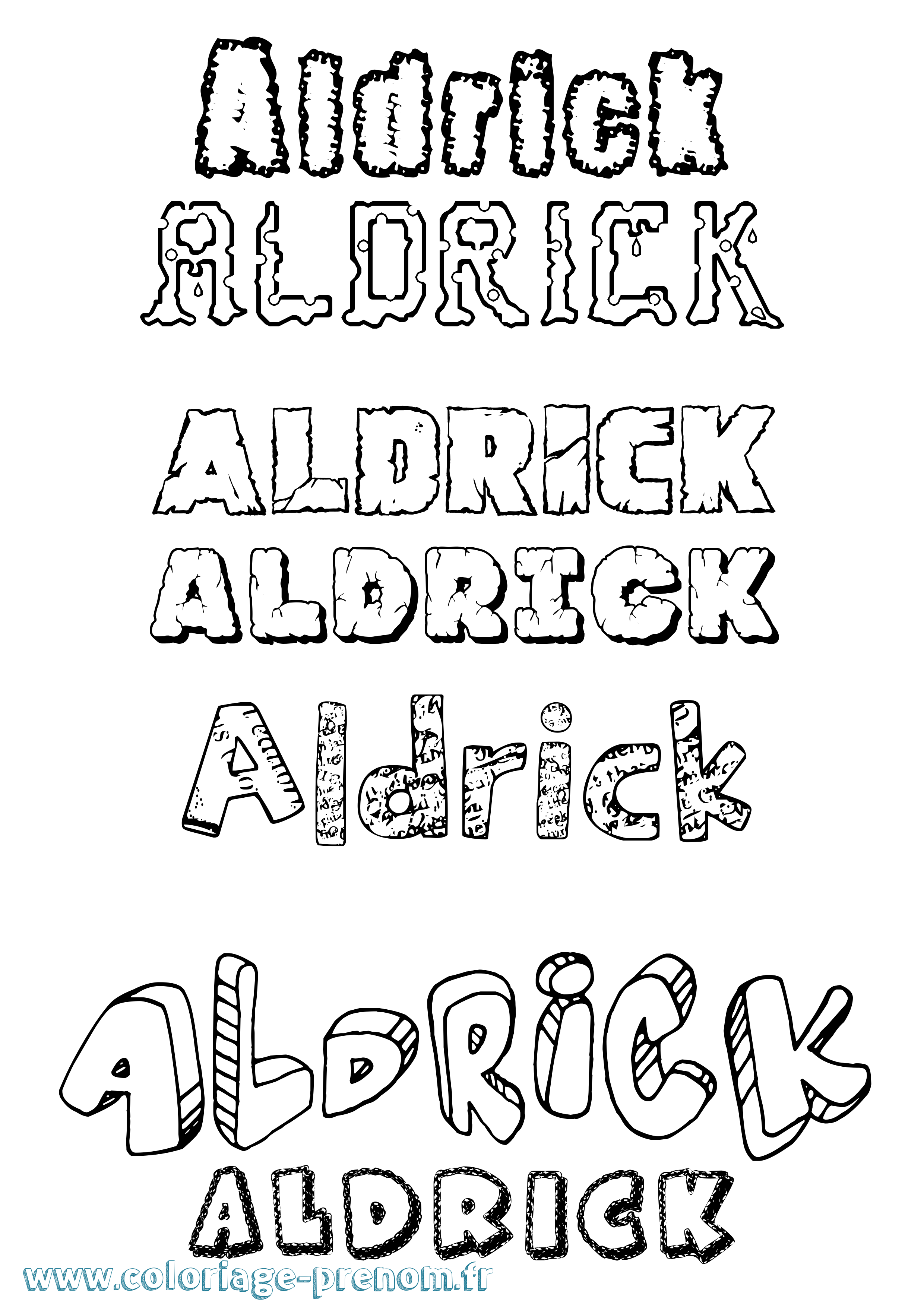 Coloriage prénom Aldrick Destructuré