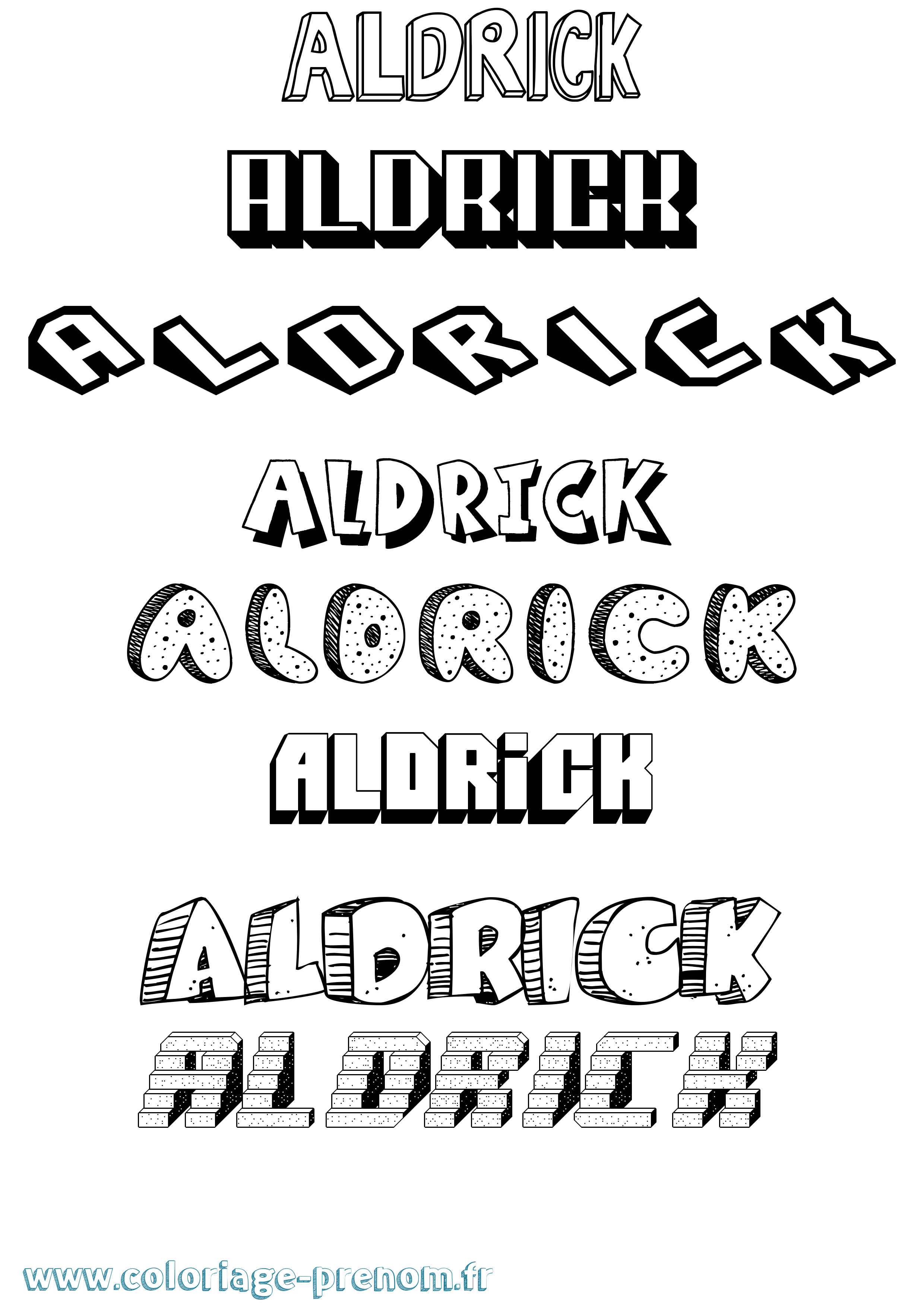 Coloriage prénom Aldrick Effet 3D