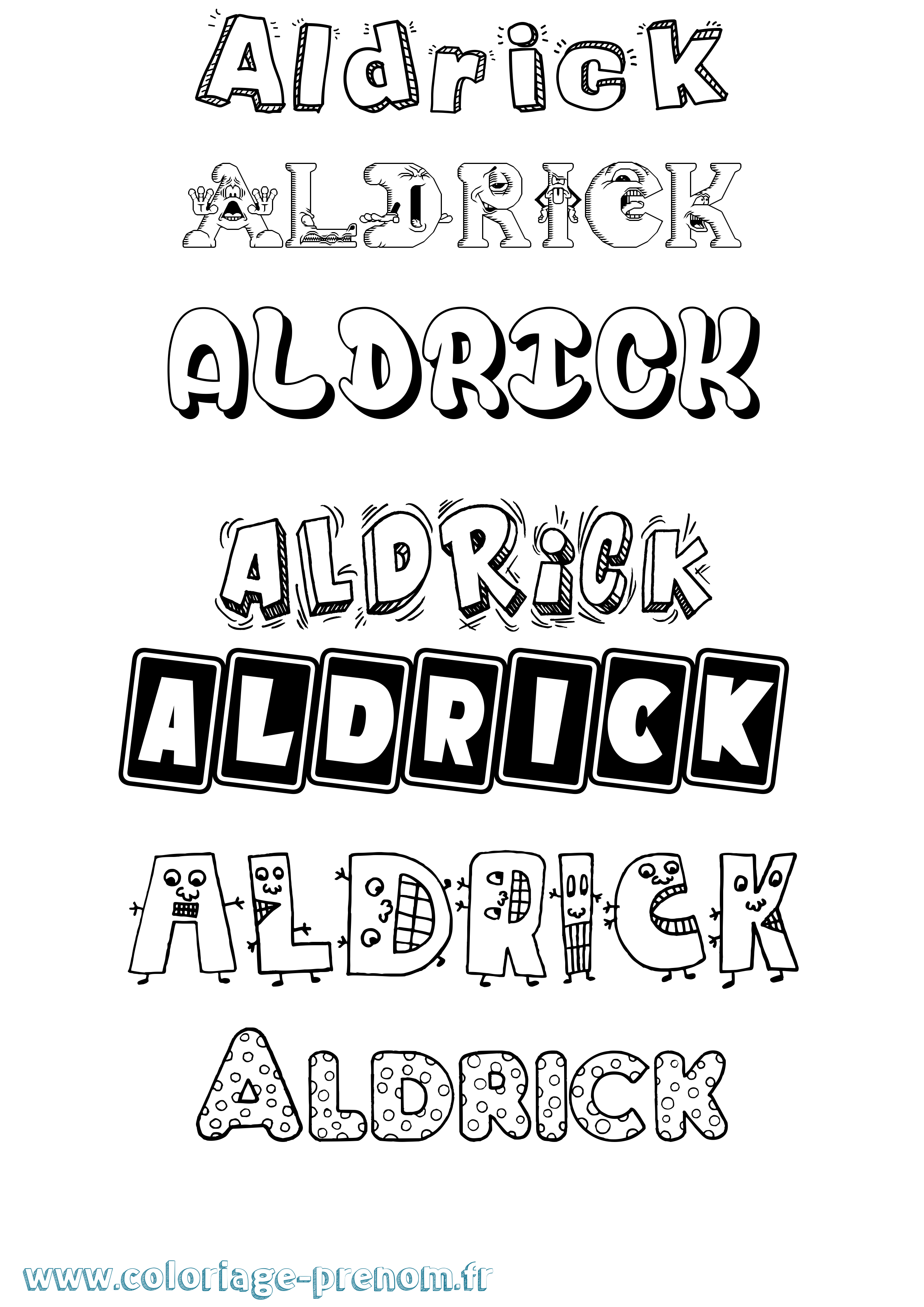 Coloriage prénom Aldrick Fun