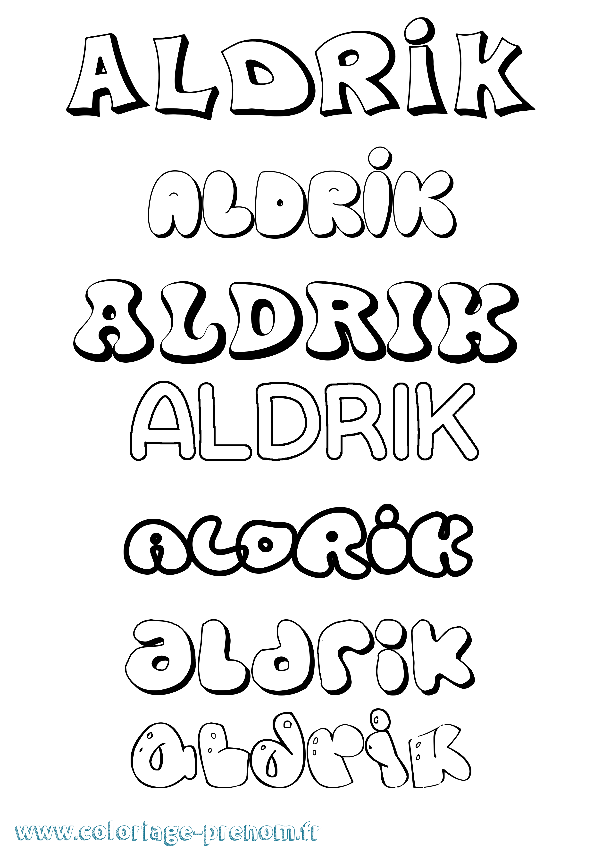 Coloriage Aldrik Bubble Coloriage prénom Aldrik Bubble