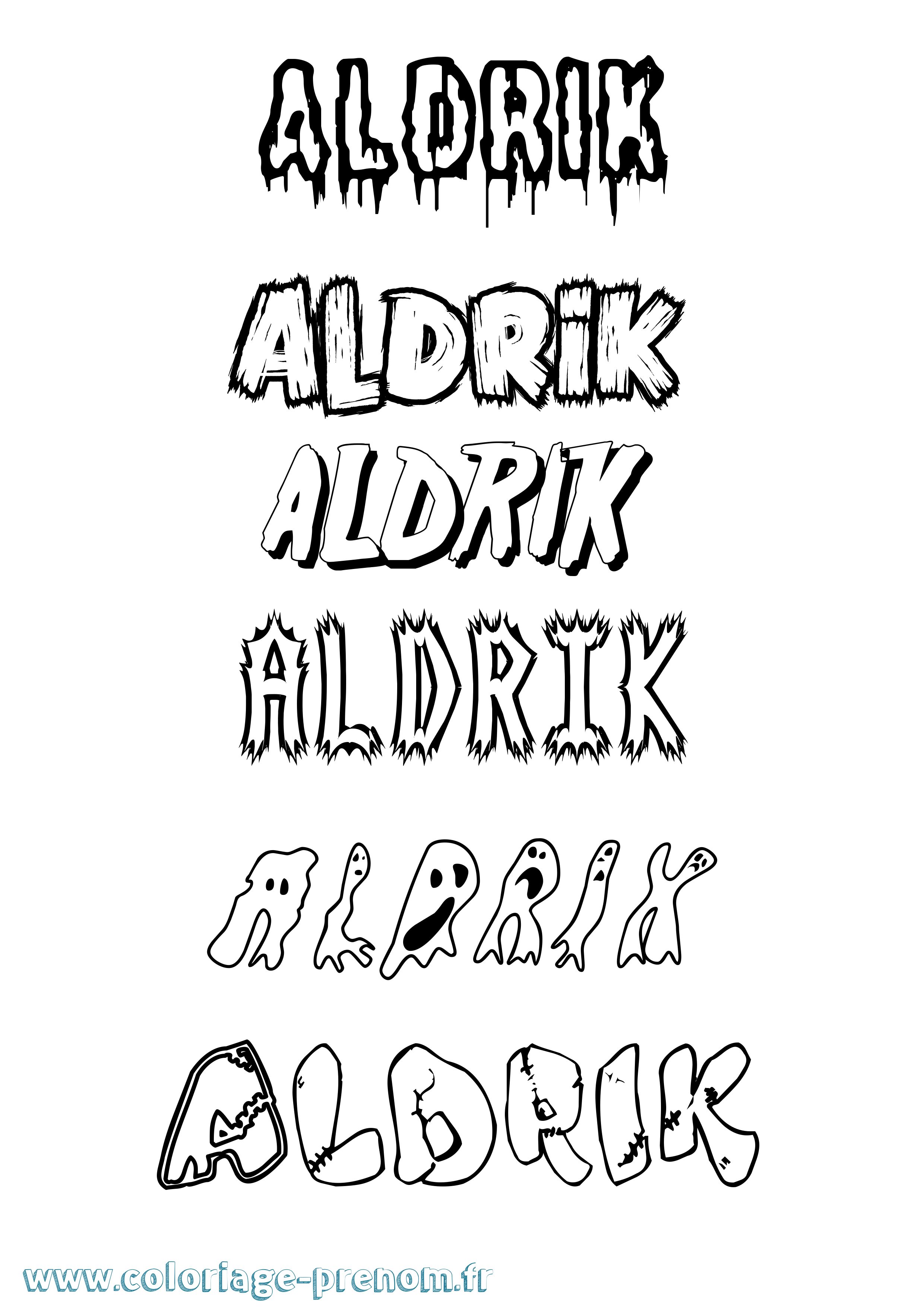 Coloriage Aldrik Frisson Coloriage prénom Aldrik Frisson