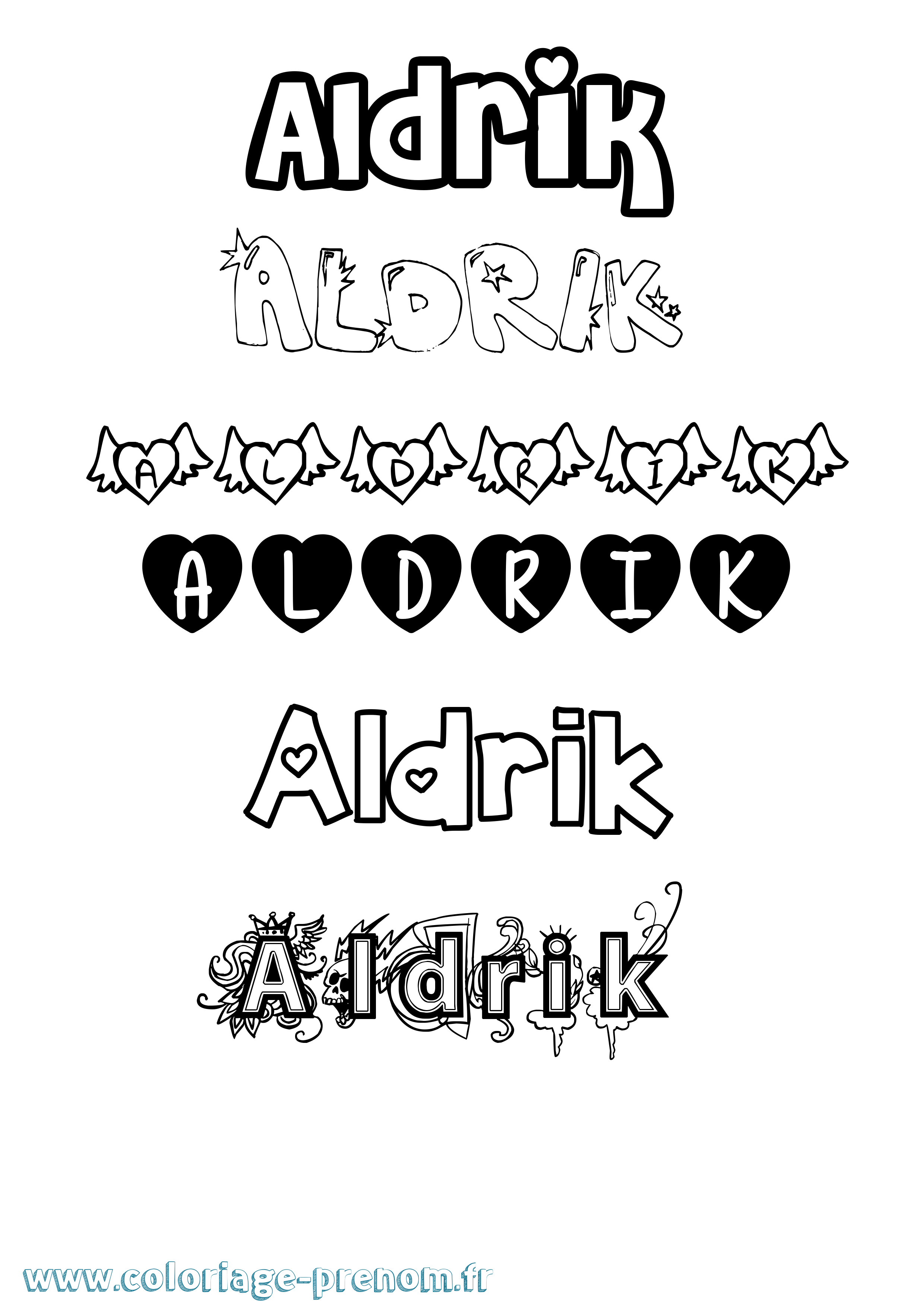 Coloriage prénom Aldrik Girly