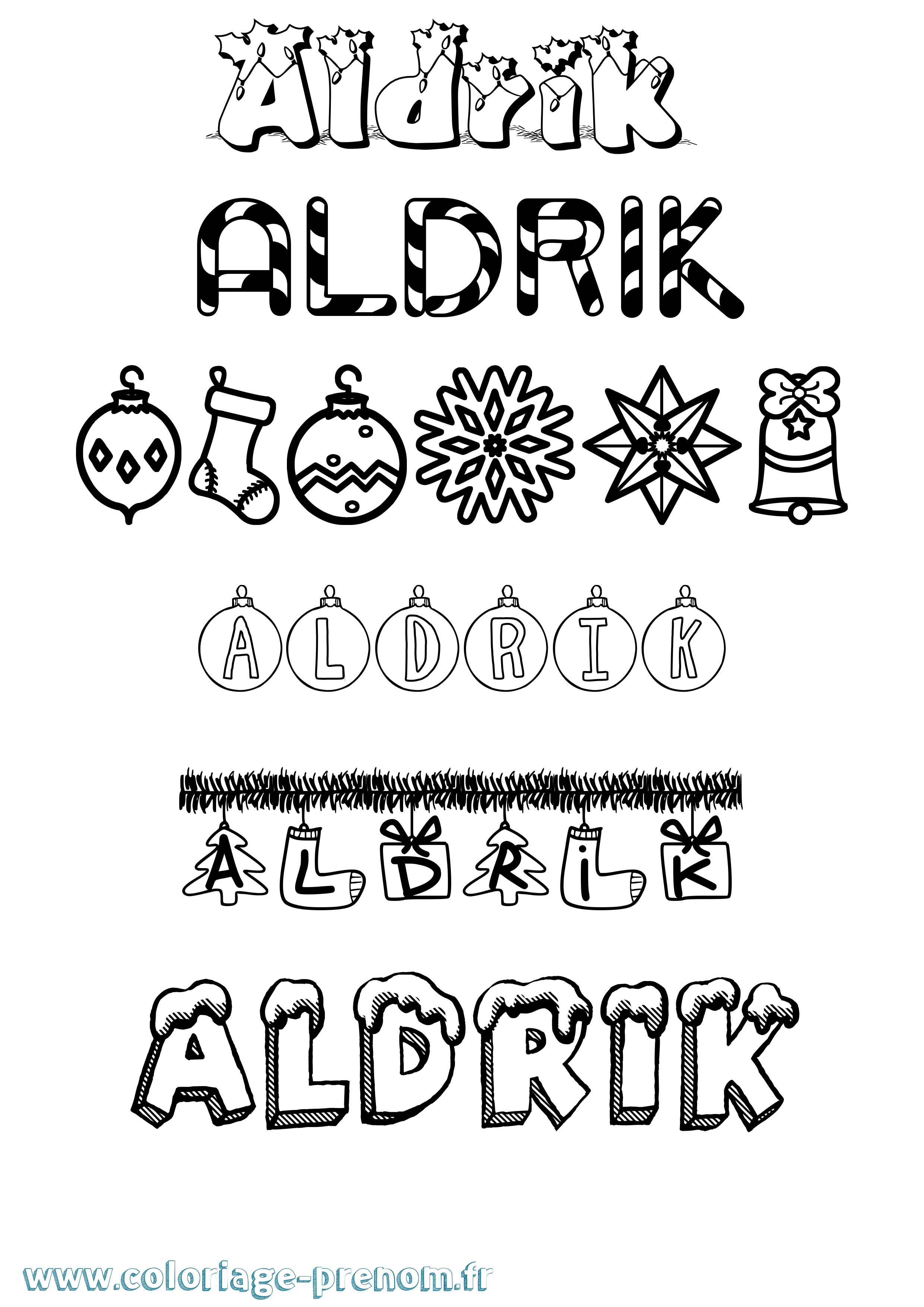 Coloriage Aldrik Noël Coloriage prénom Aldrik Noël