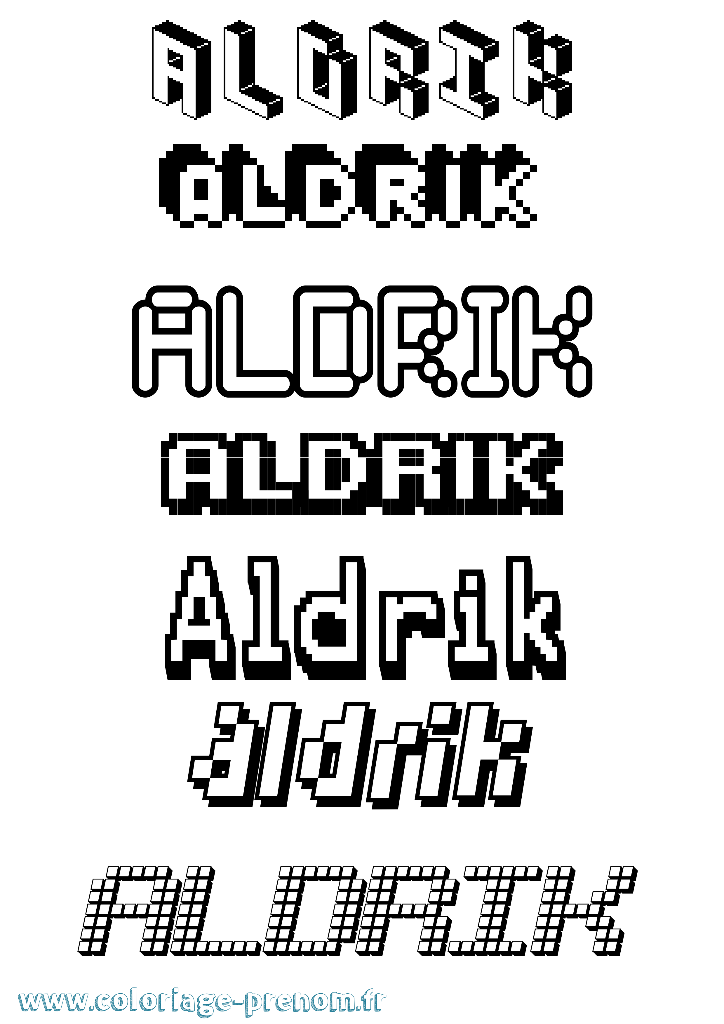 Coloriage prénom Aldrik Pixel