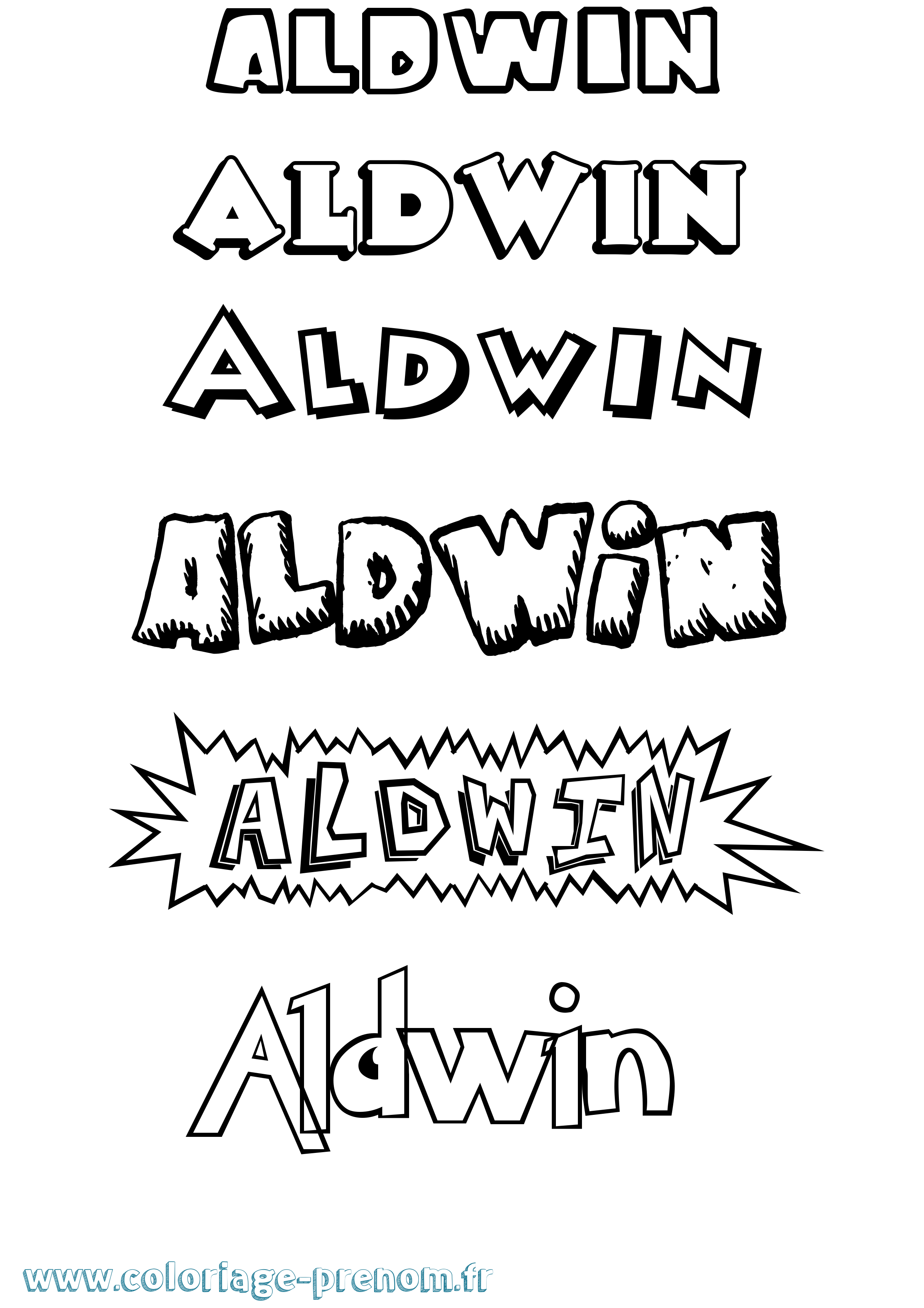 Coloriage prénom Aldwin Dessin Animé