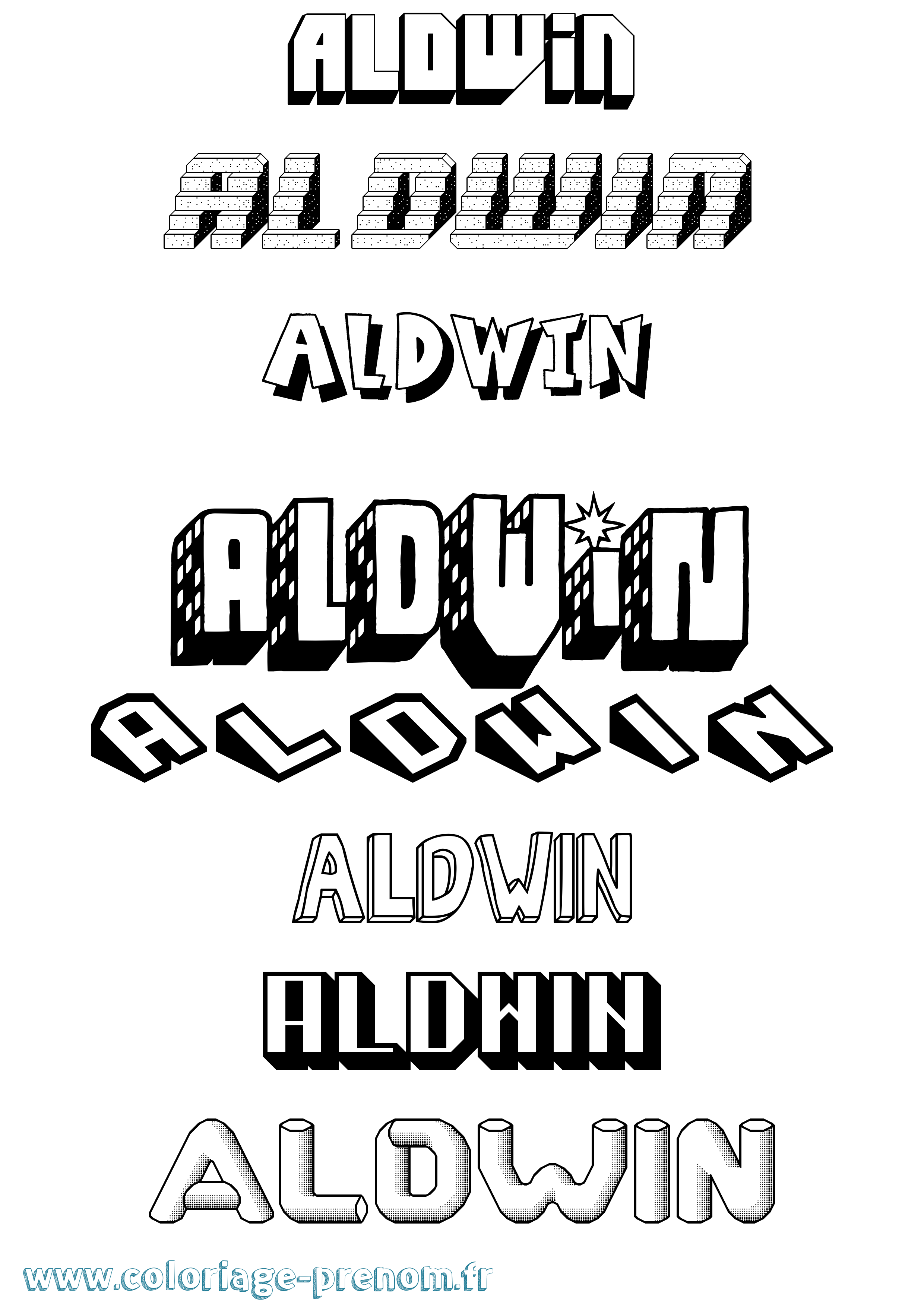 Coloriage prénom Aldwin Effet 3D