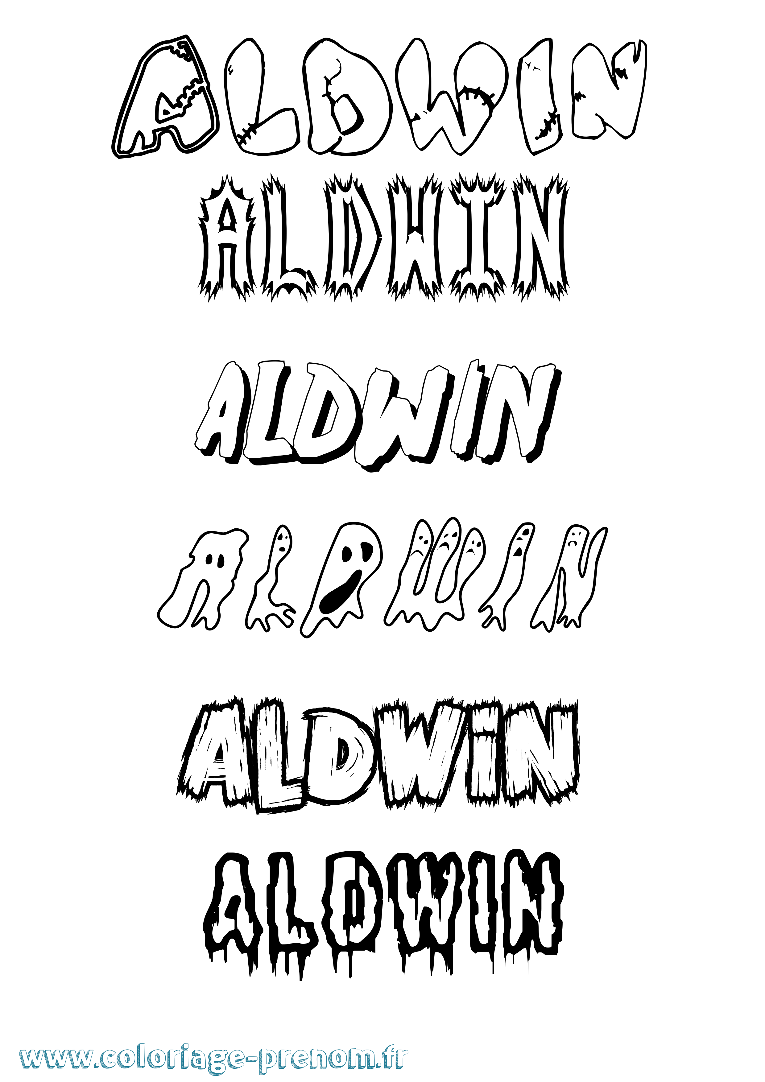 Coloriage prénom Aldwin Frisson