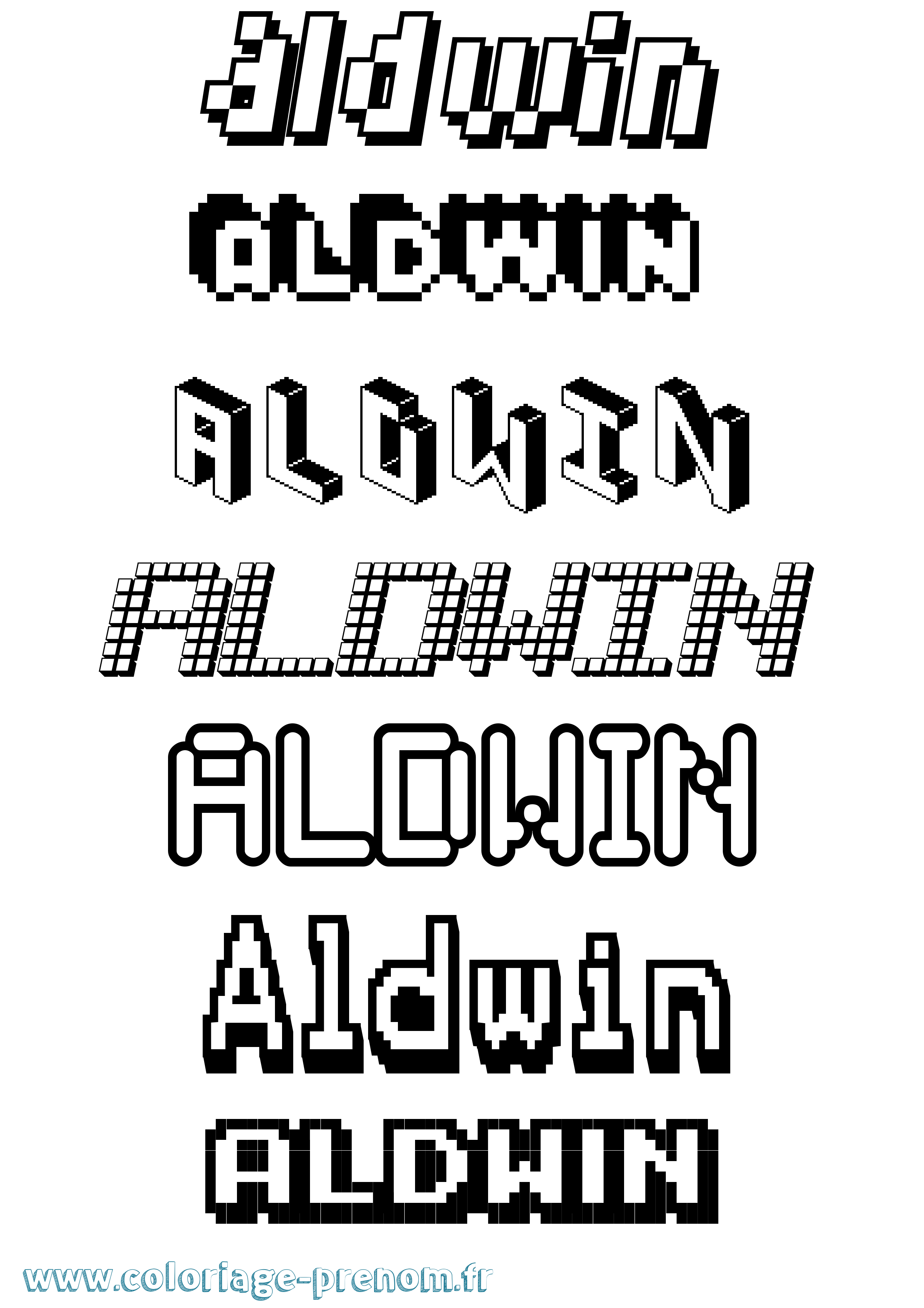 Coloriage prénom Aldwin Pixel