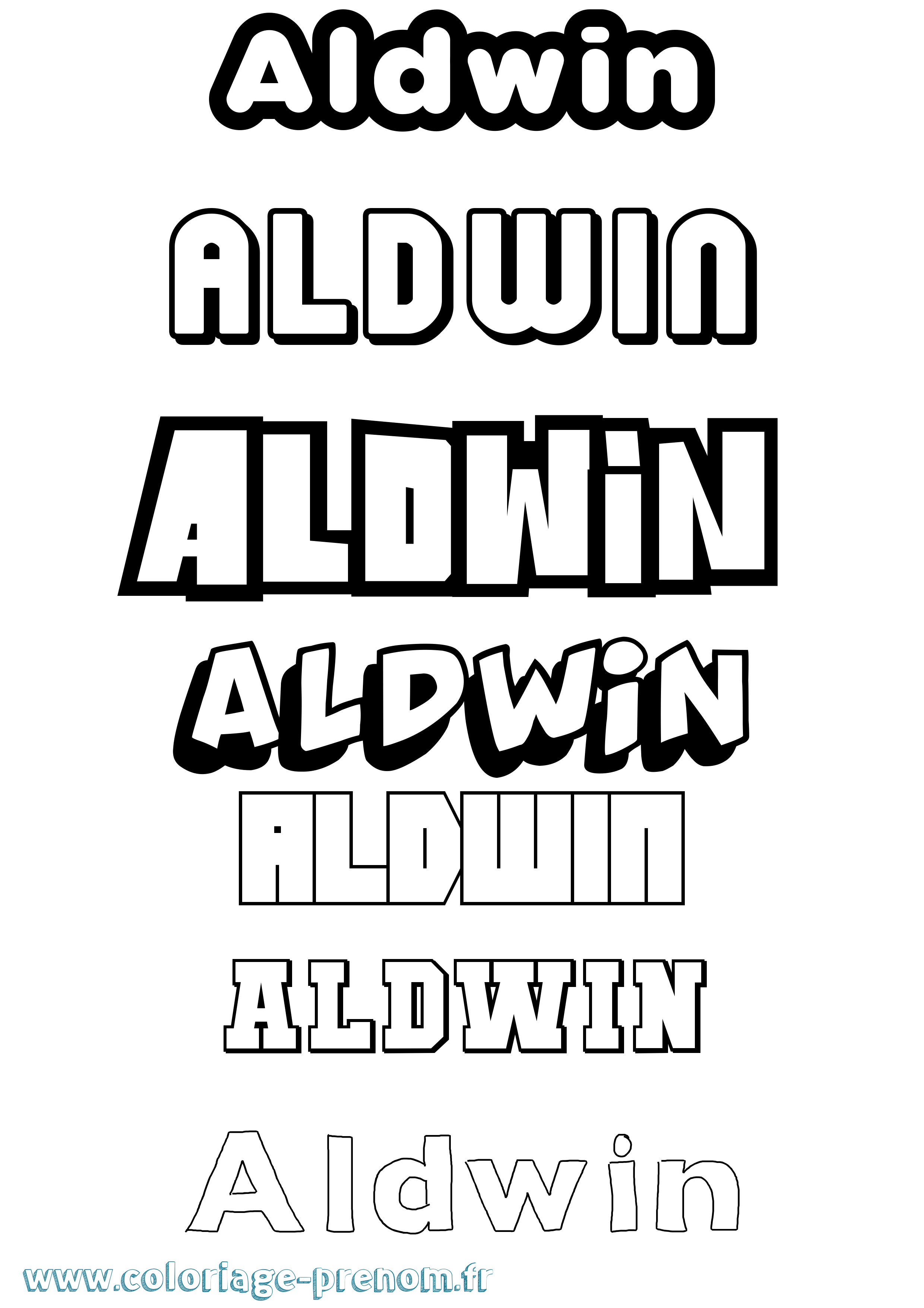 Coloriage prénom Aldwin Simple