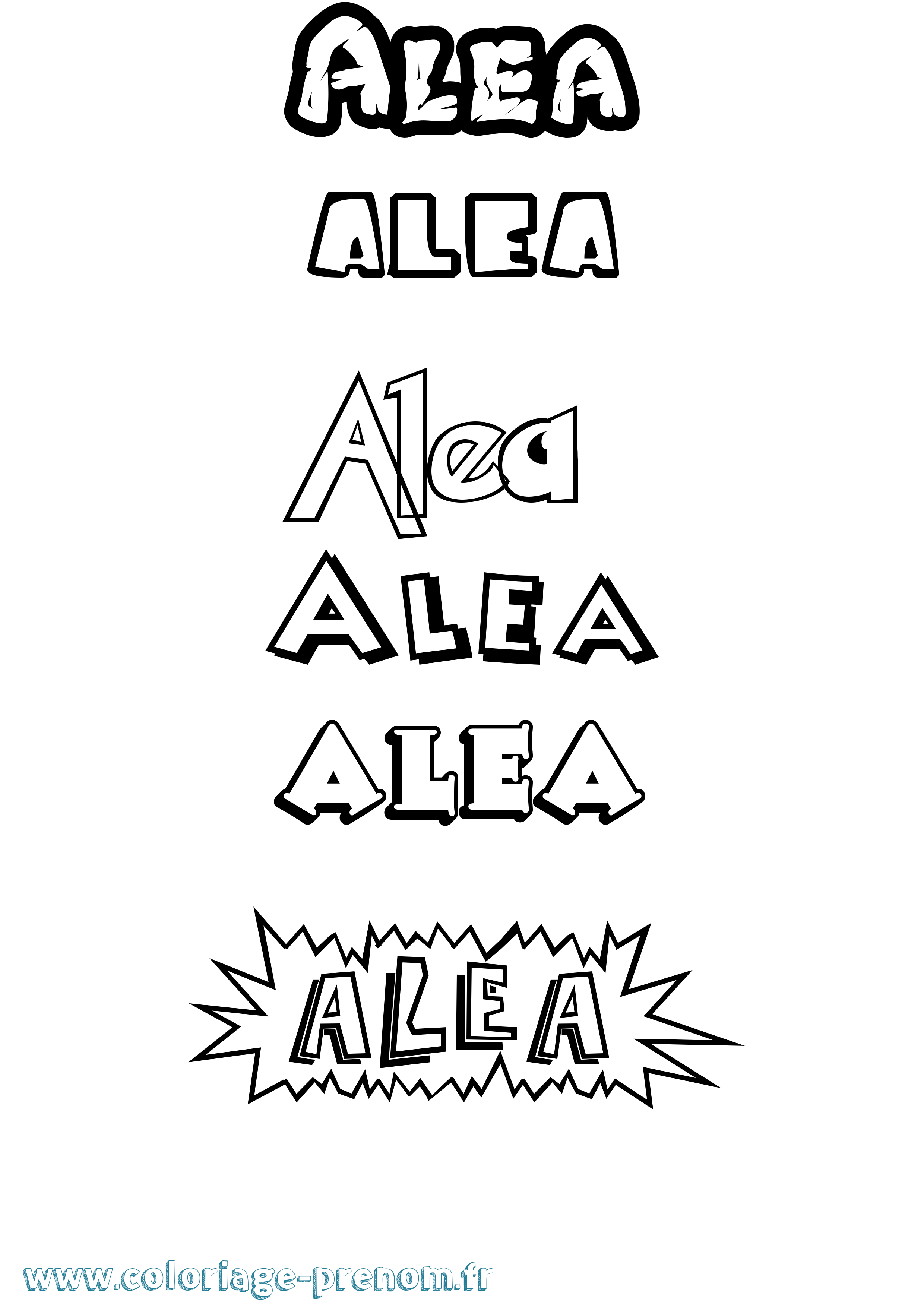 Coloriage Alea Dessin Animé Coloriage prénom Alea Dessin Animé