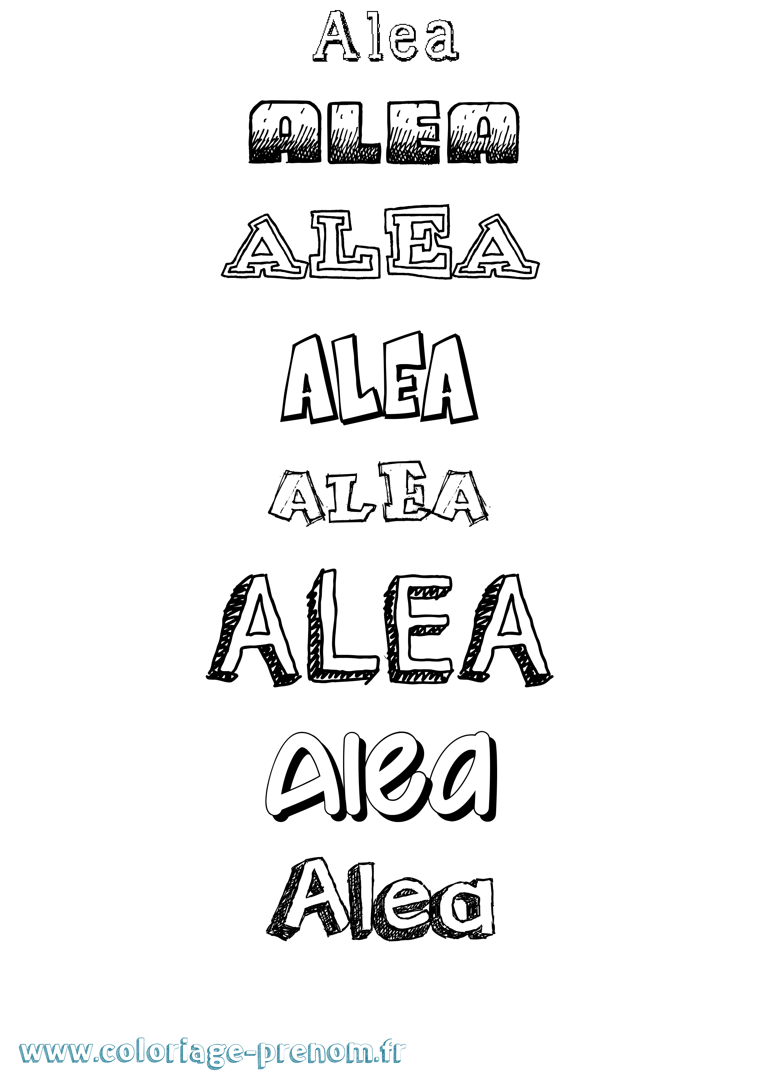 Coloriage prénom Alea Dessiné