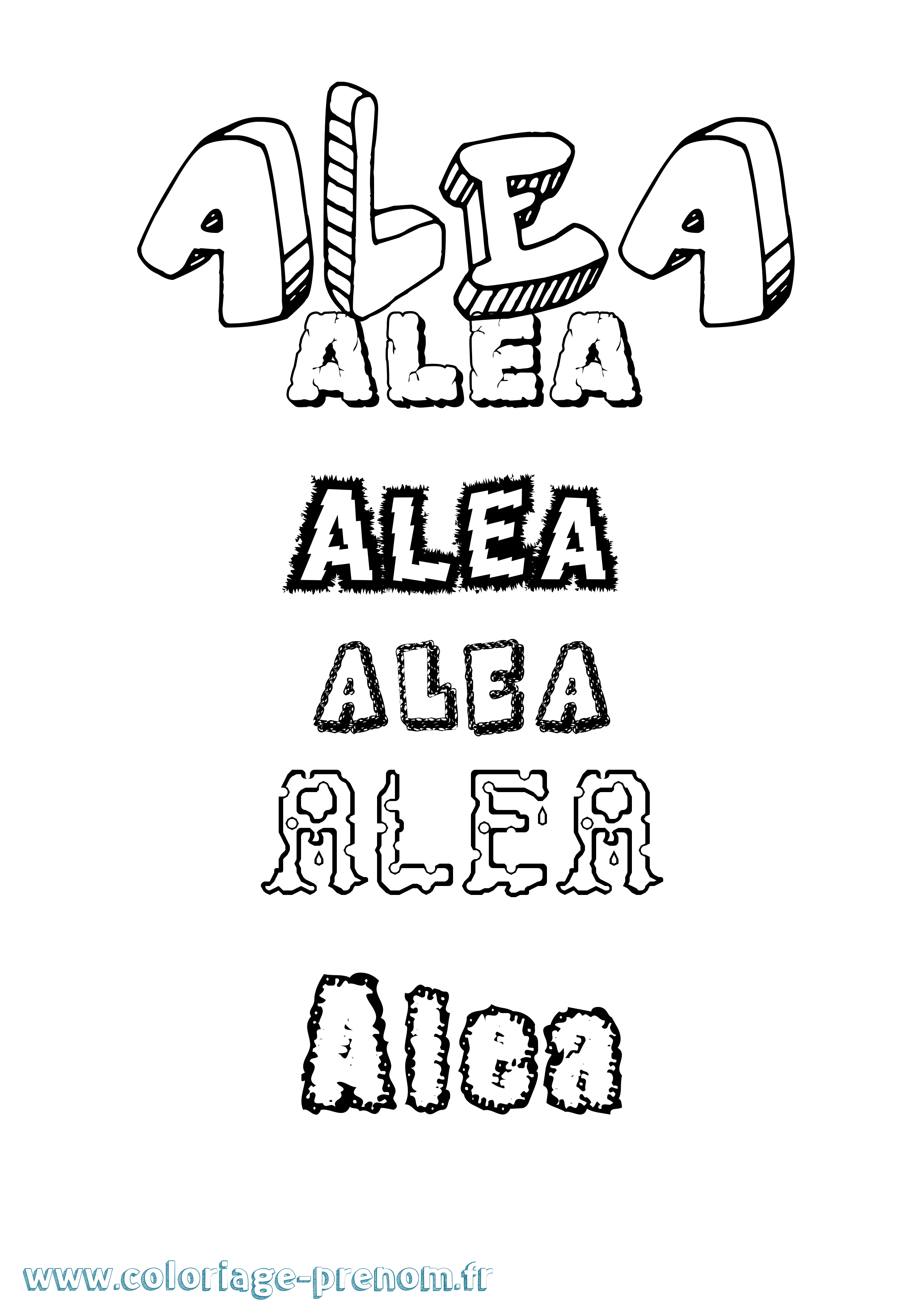 Coloriage prénom Alea Destructuré
