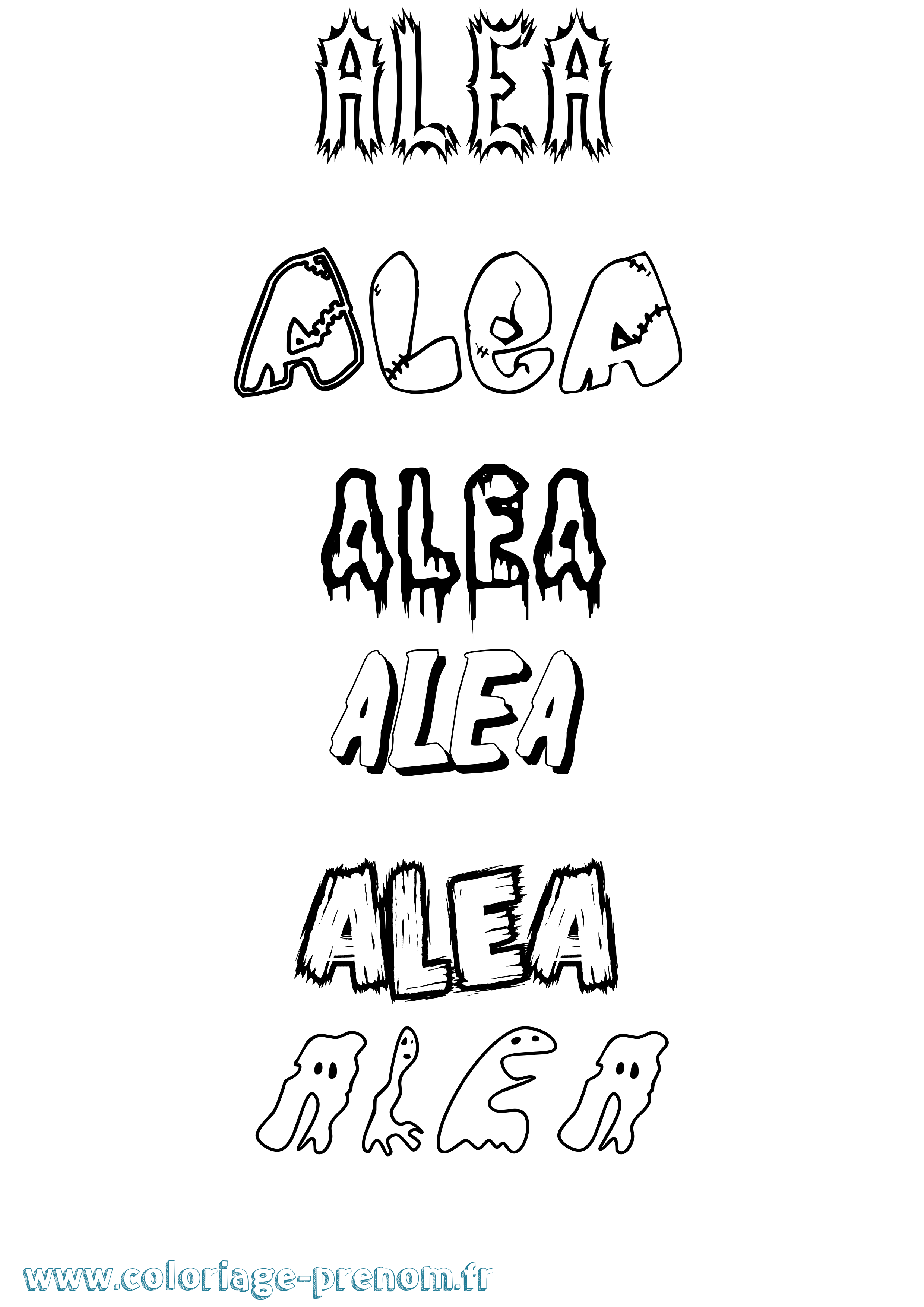 Coloriage prénom Alea Frisson