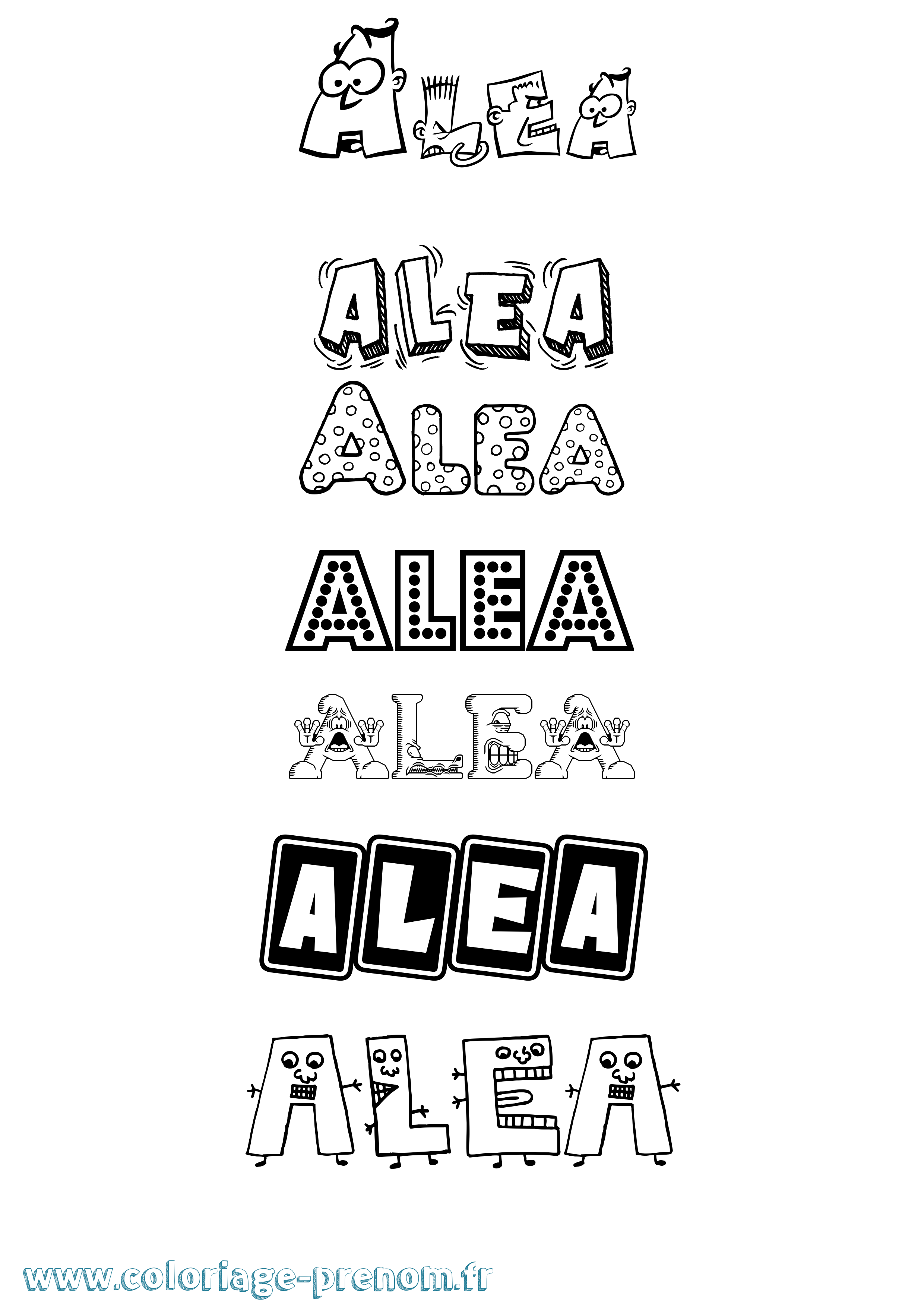 Coloriage Alea Fun Coloriage prénom Alea Fun