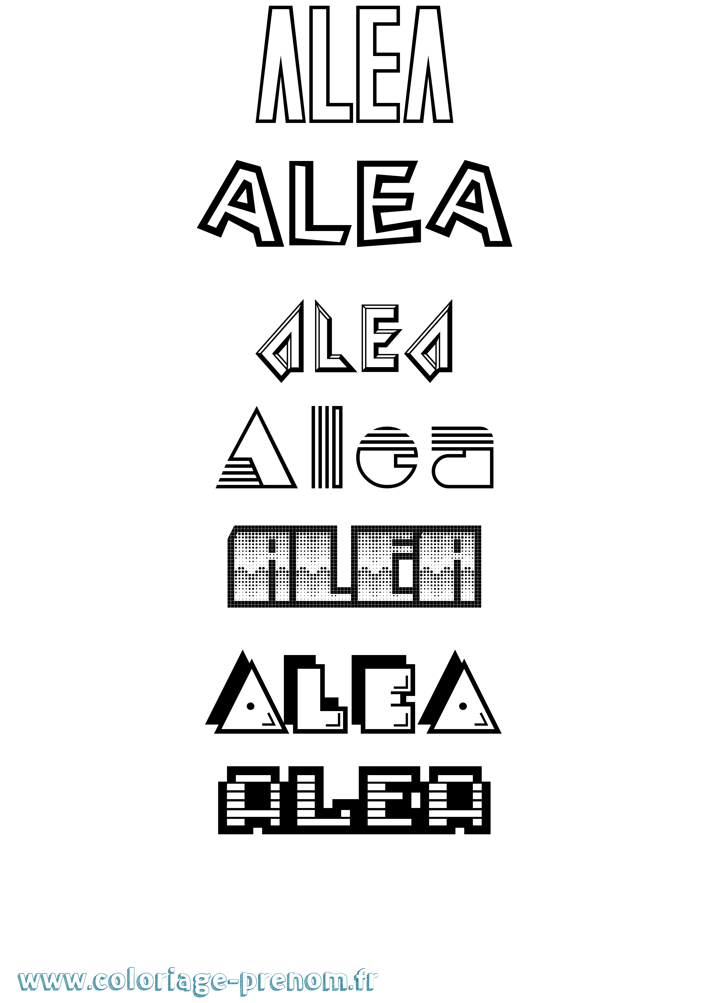 Coloriage Alea Jeux Vidéos Coloriage prénom Alea Jeux Vidéos