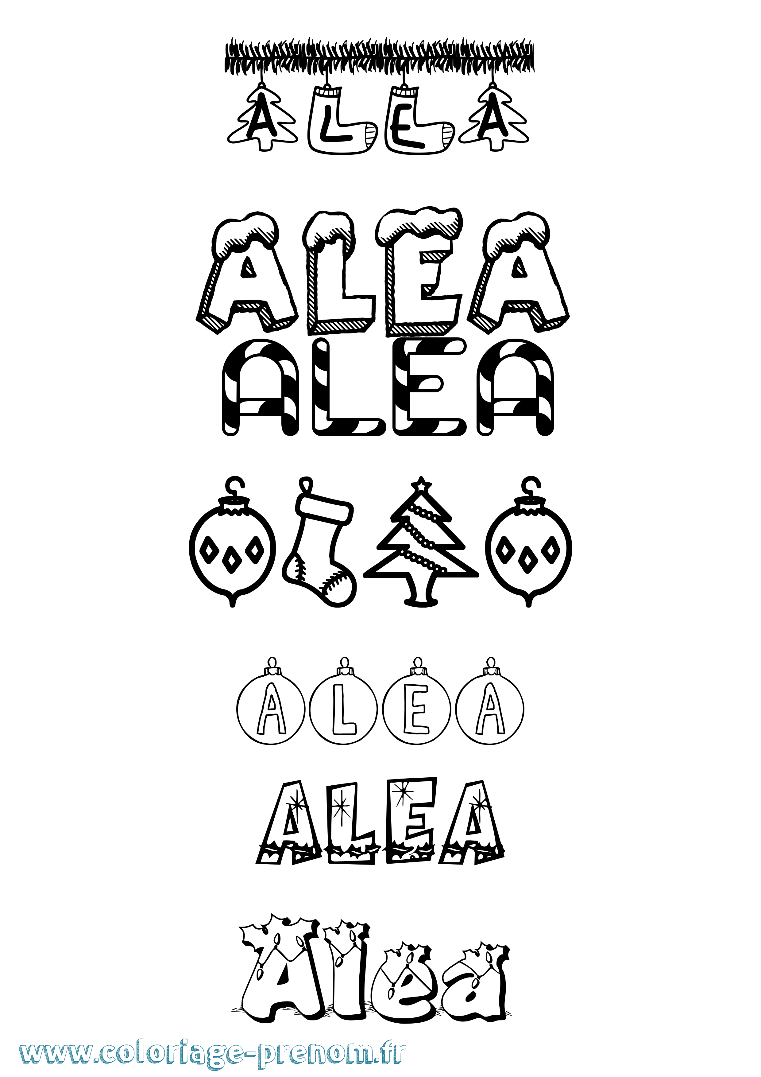 Coloriage Alea Noël Coloriage prénom Alea Noël