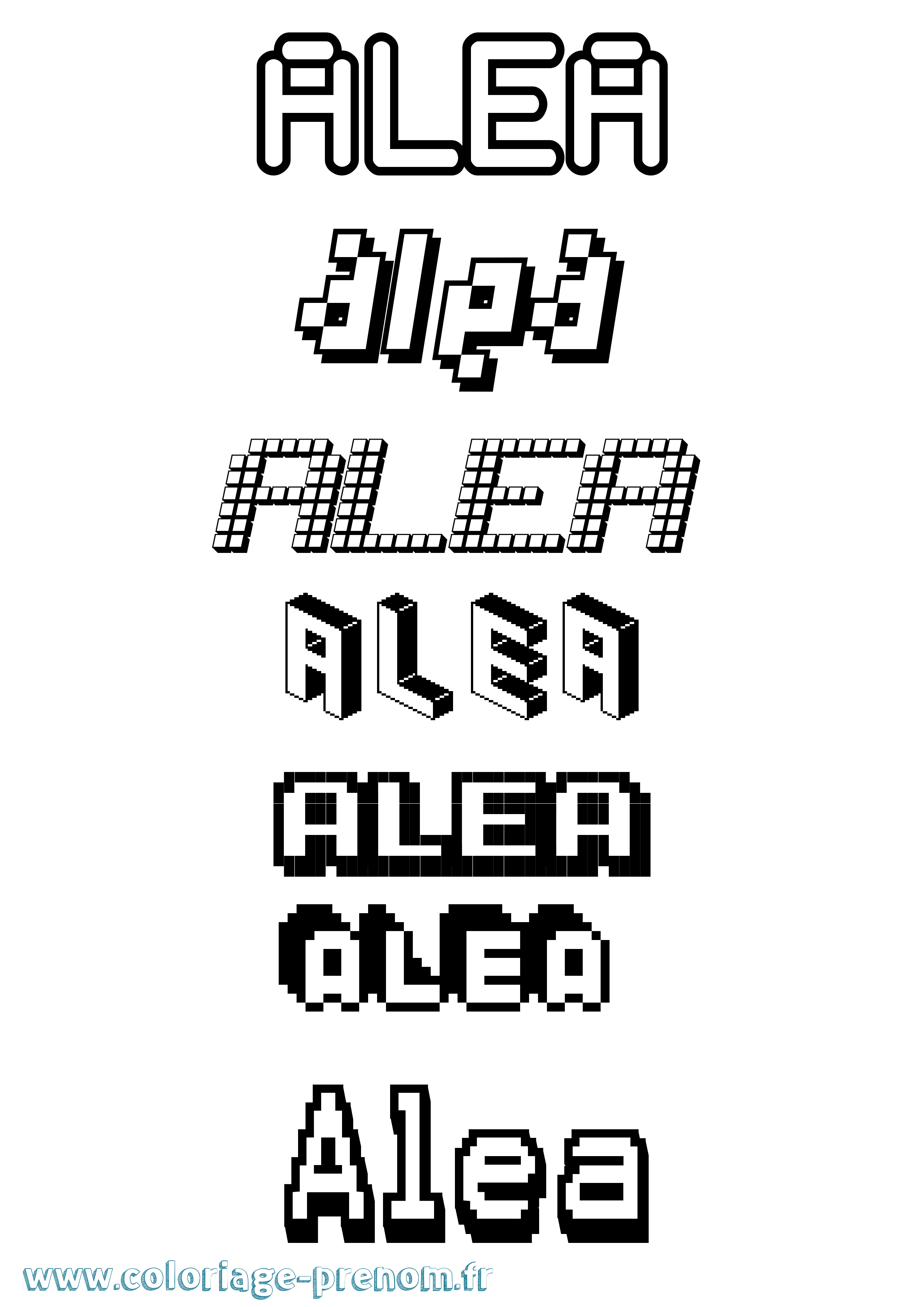 Coloriage Alea Pixel Coloriage prénom Alea Pixel
