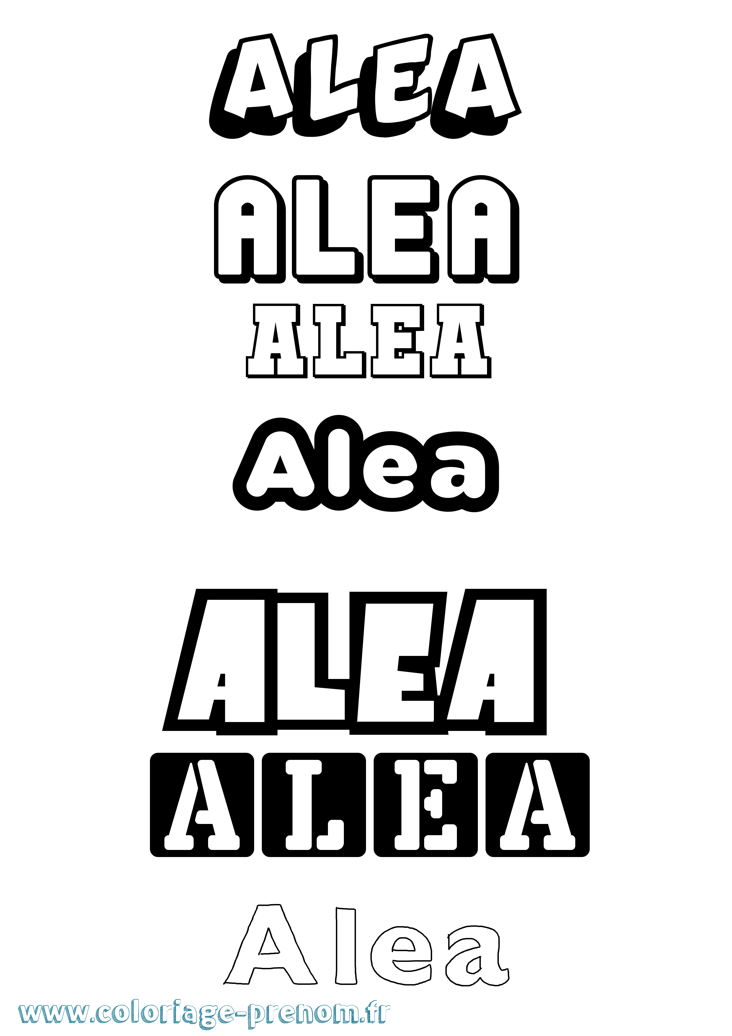 Coloriage prénom Alea Simple