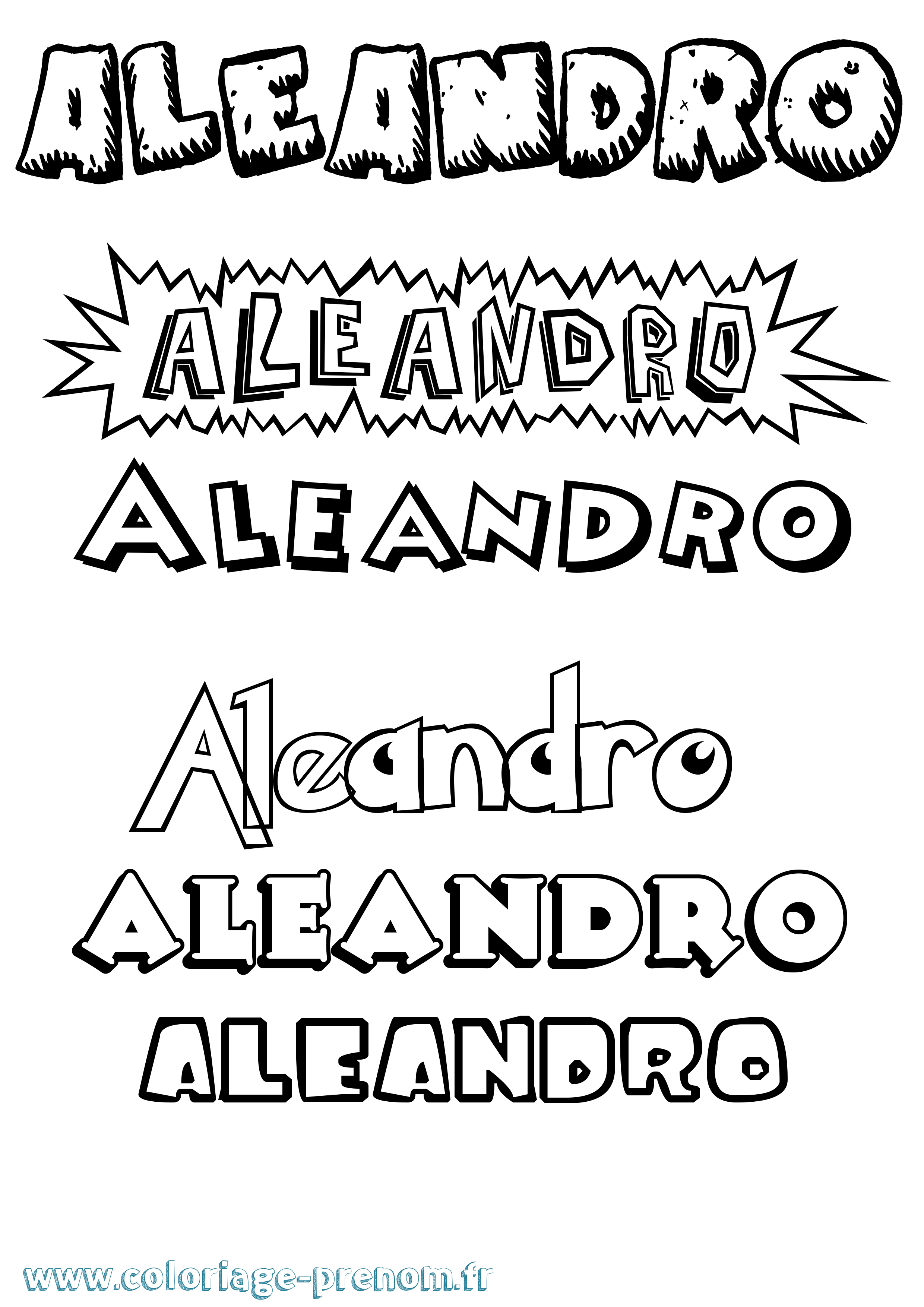 Coloriage prénom Aleandro Dessin Animé