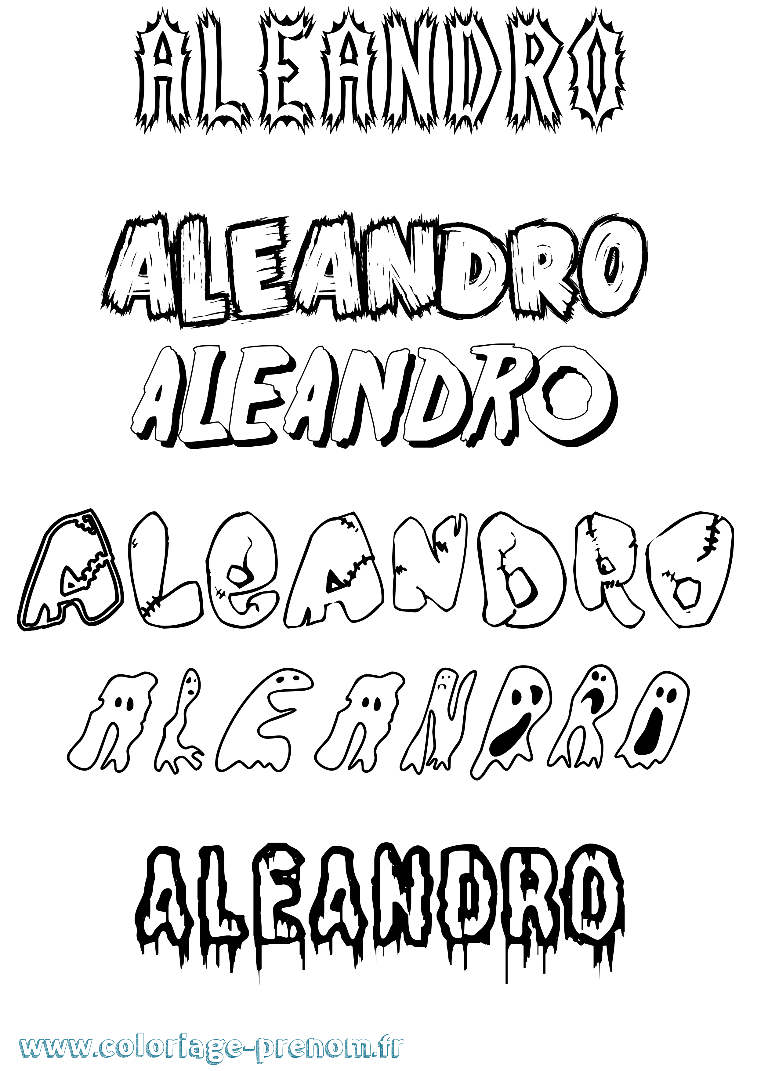 Coloriage prénom Aleandro Frisson