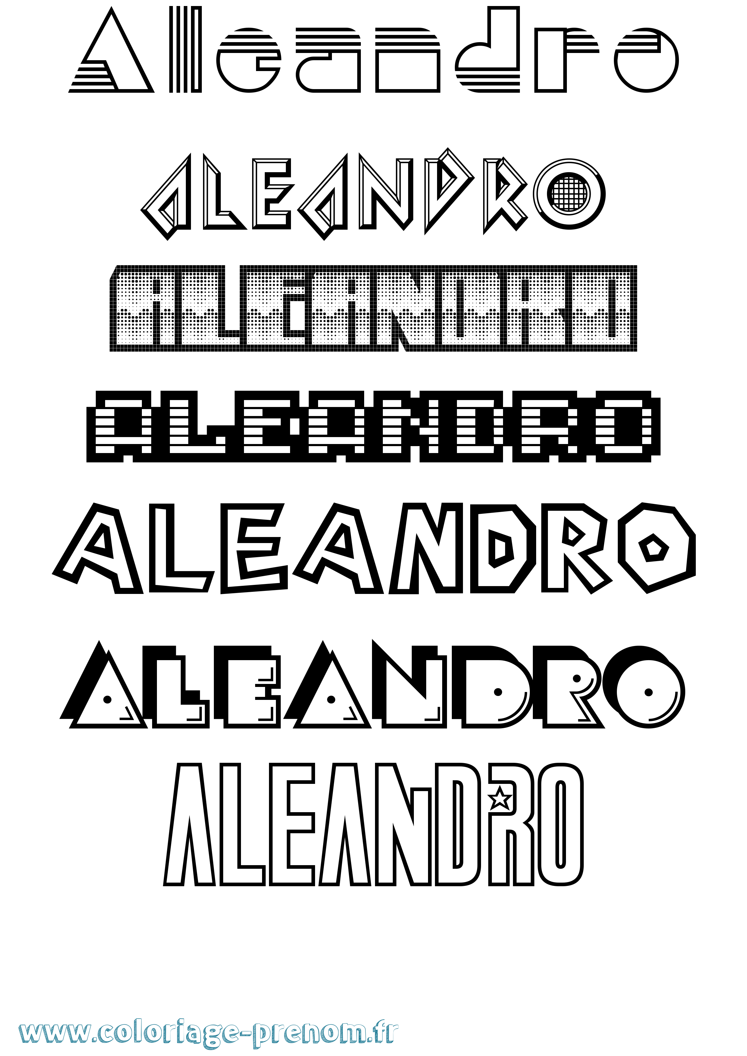Coloriage prénom Aleandro Jeux Vidéos