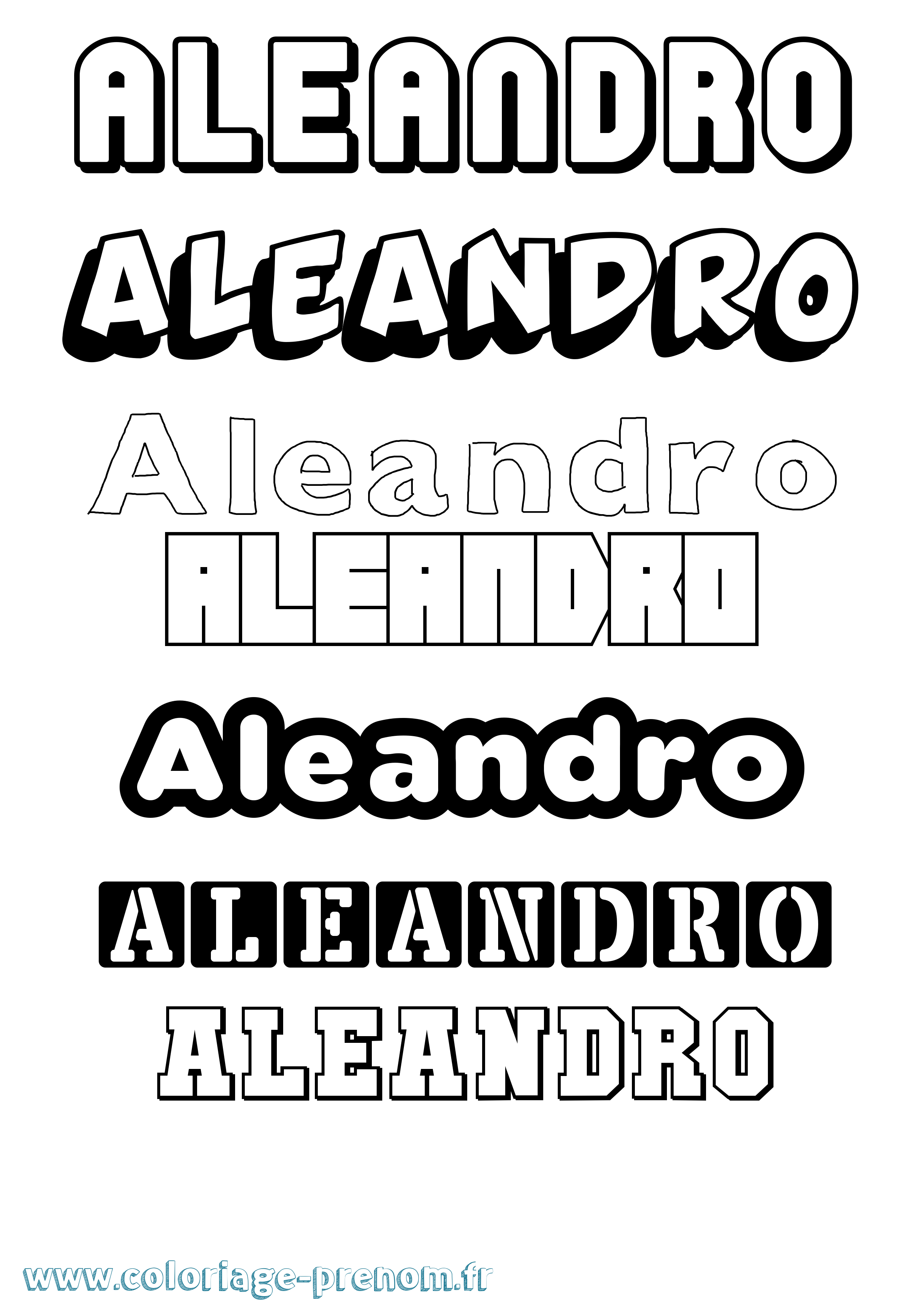 Coloriage prénom Aleandro Simple