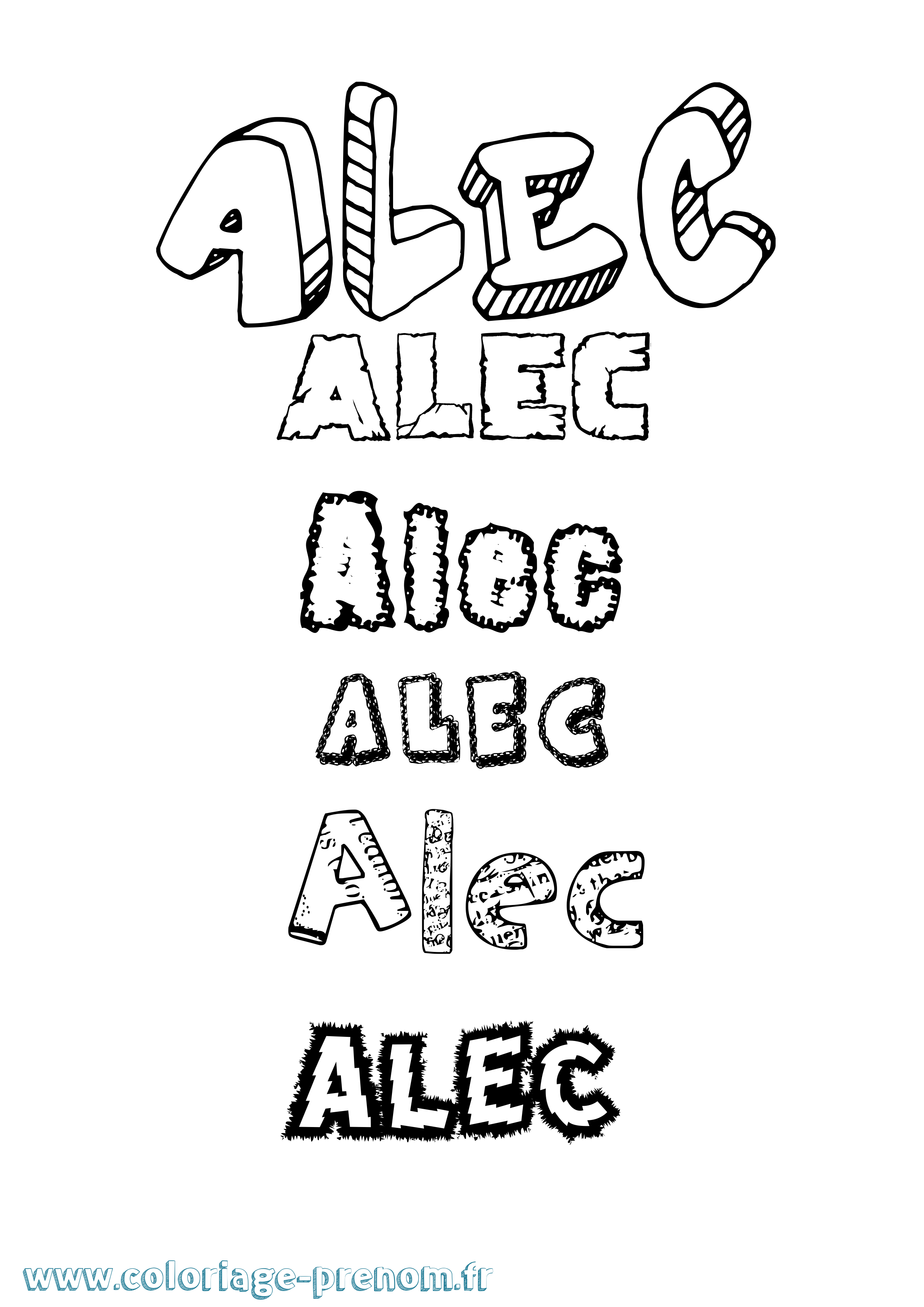 Coloriage prénom Alec