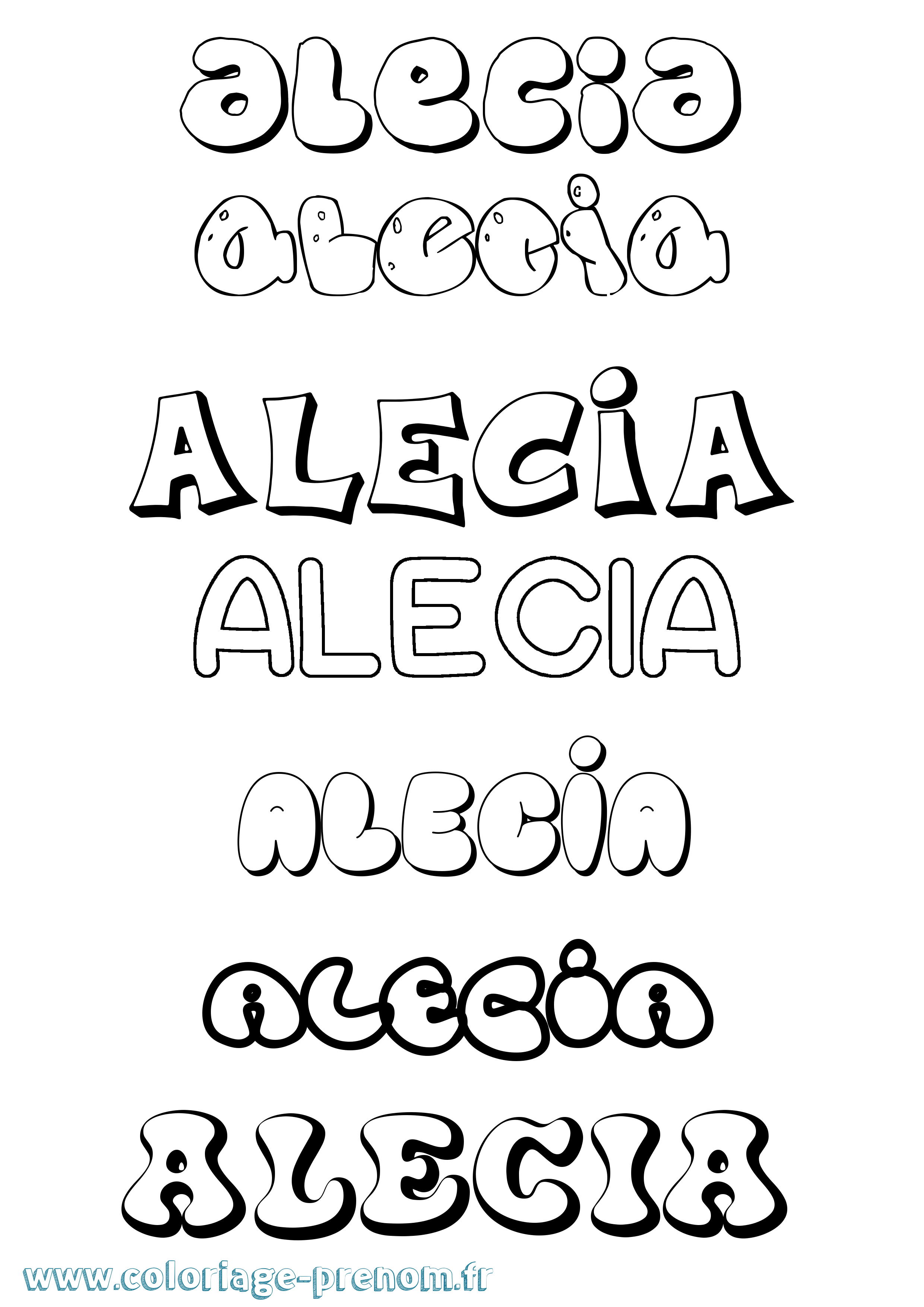Coloriage Alecia Bubble Coloriage prénom Alecia Bubble