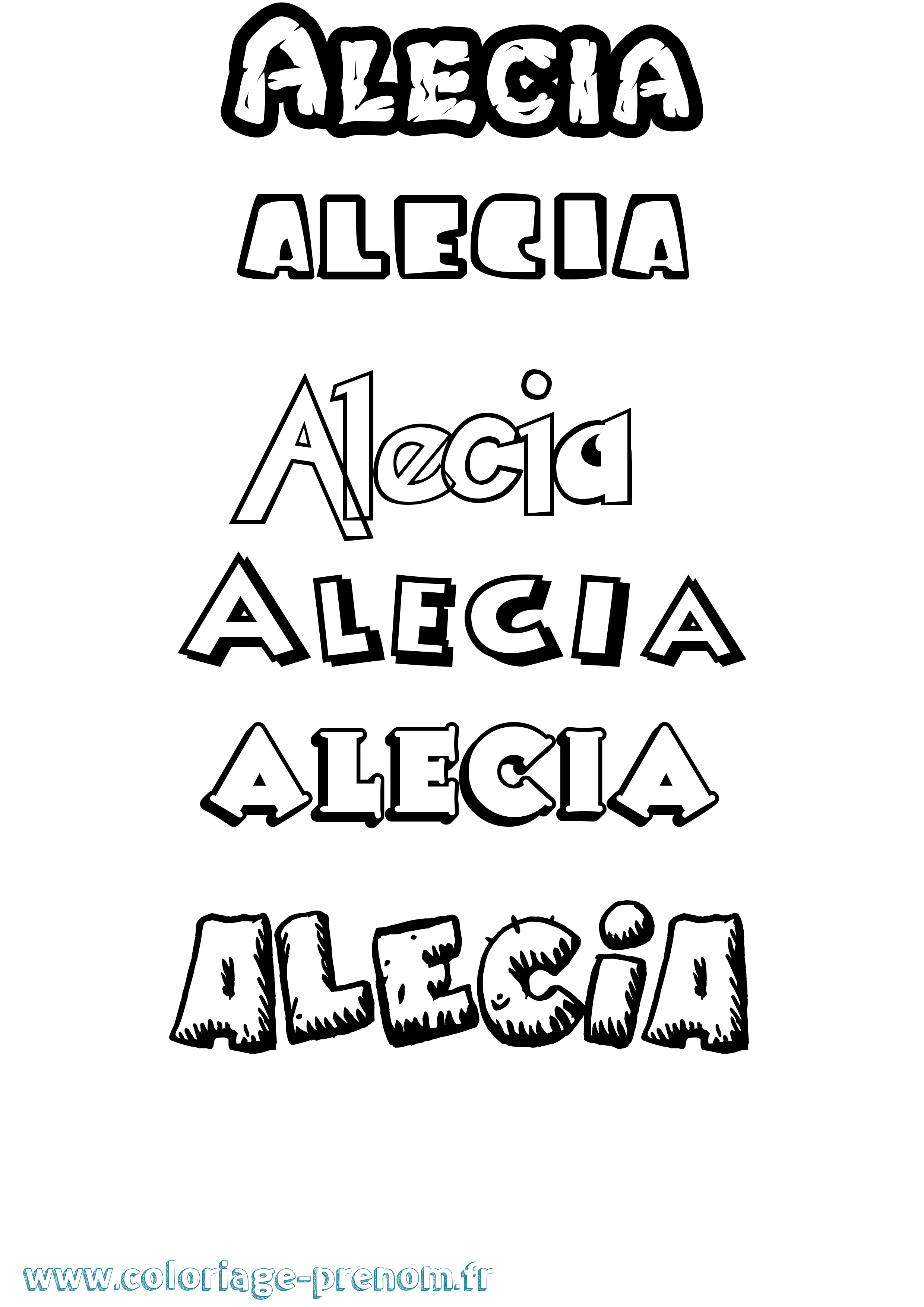 Coloriage Alecia Dessin Animé Coloriage prénom Alecia Dessin Animé