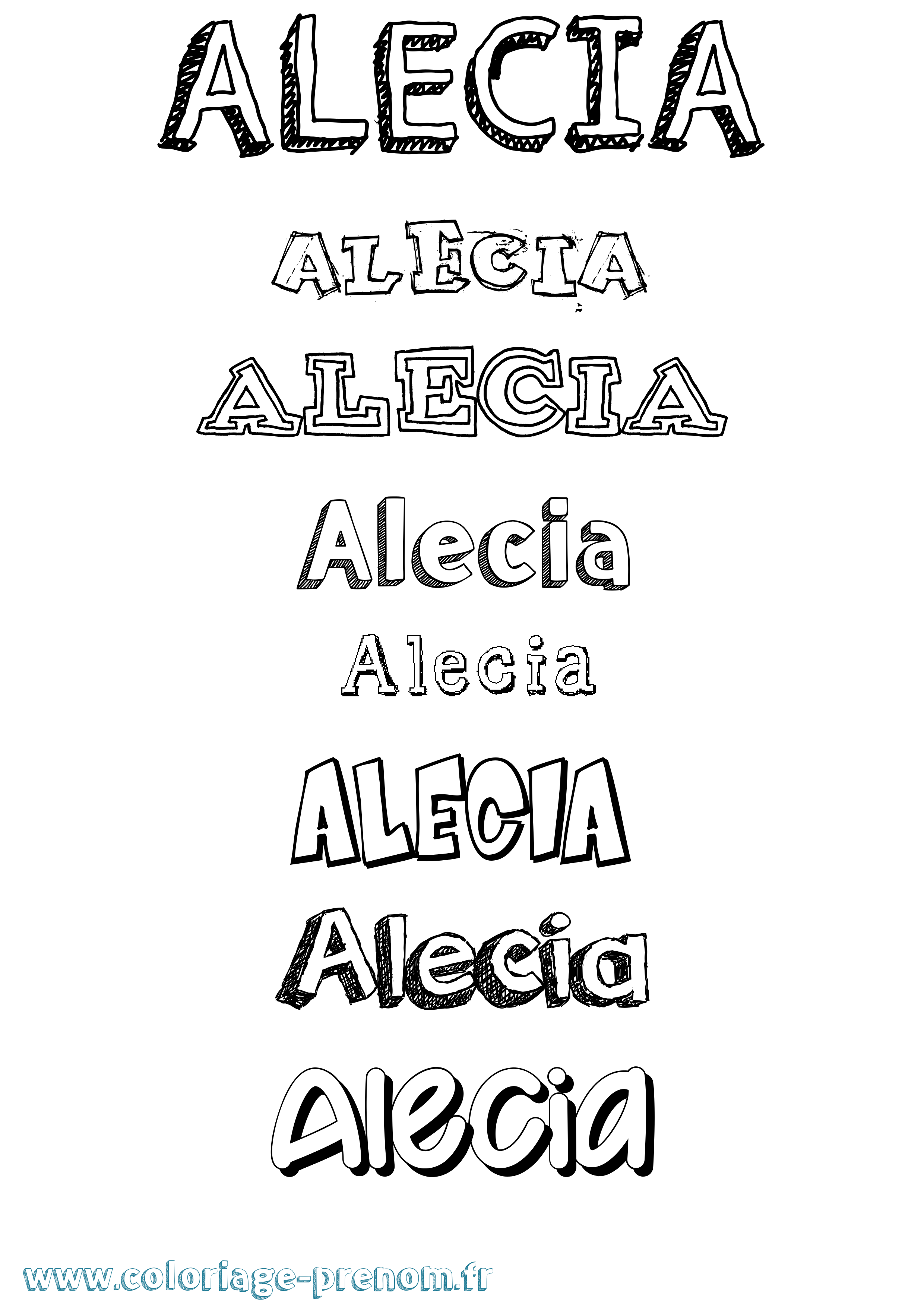 Coloriage Alecia Dessiné Coloriage prénom Alecia Dessiné