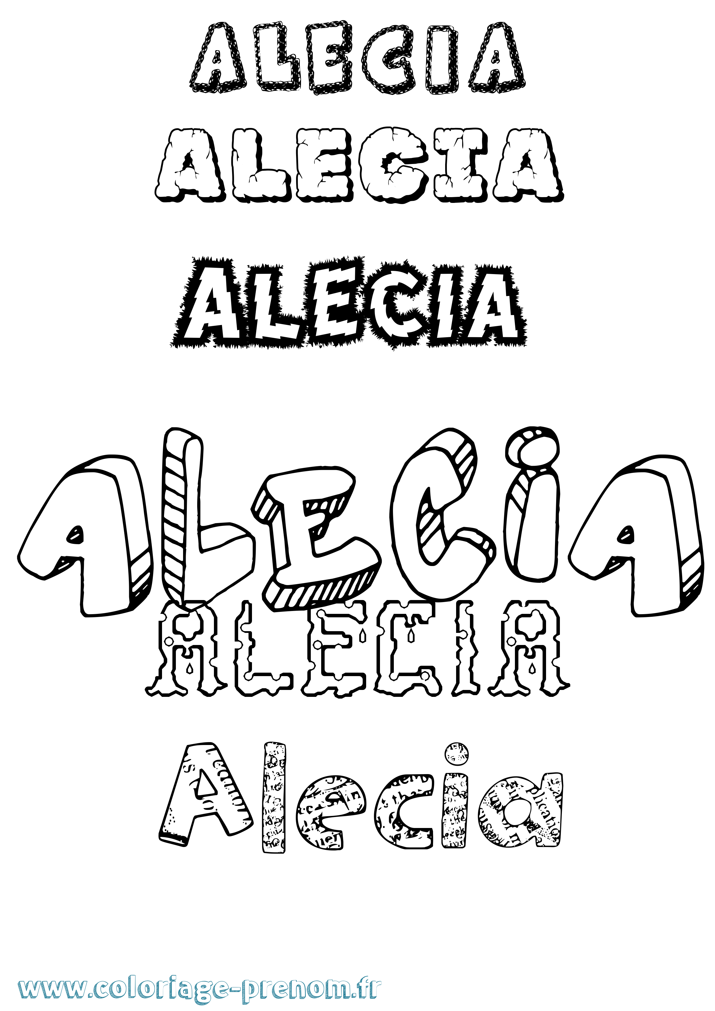 Coloriage Alecia Destructuré Coloriage prénom Alecia Destructuré