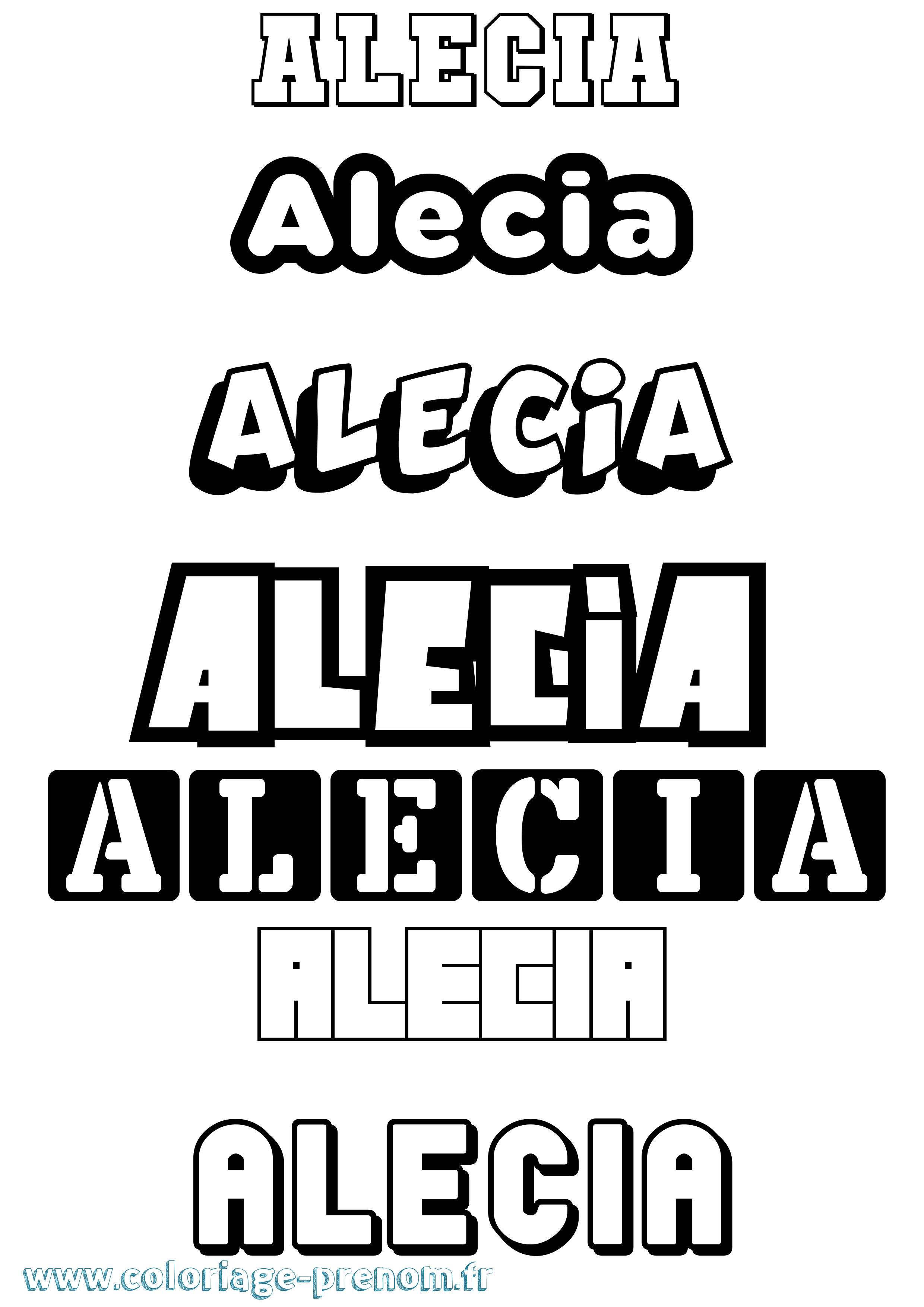 Coloriage prénom Alecia Simple