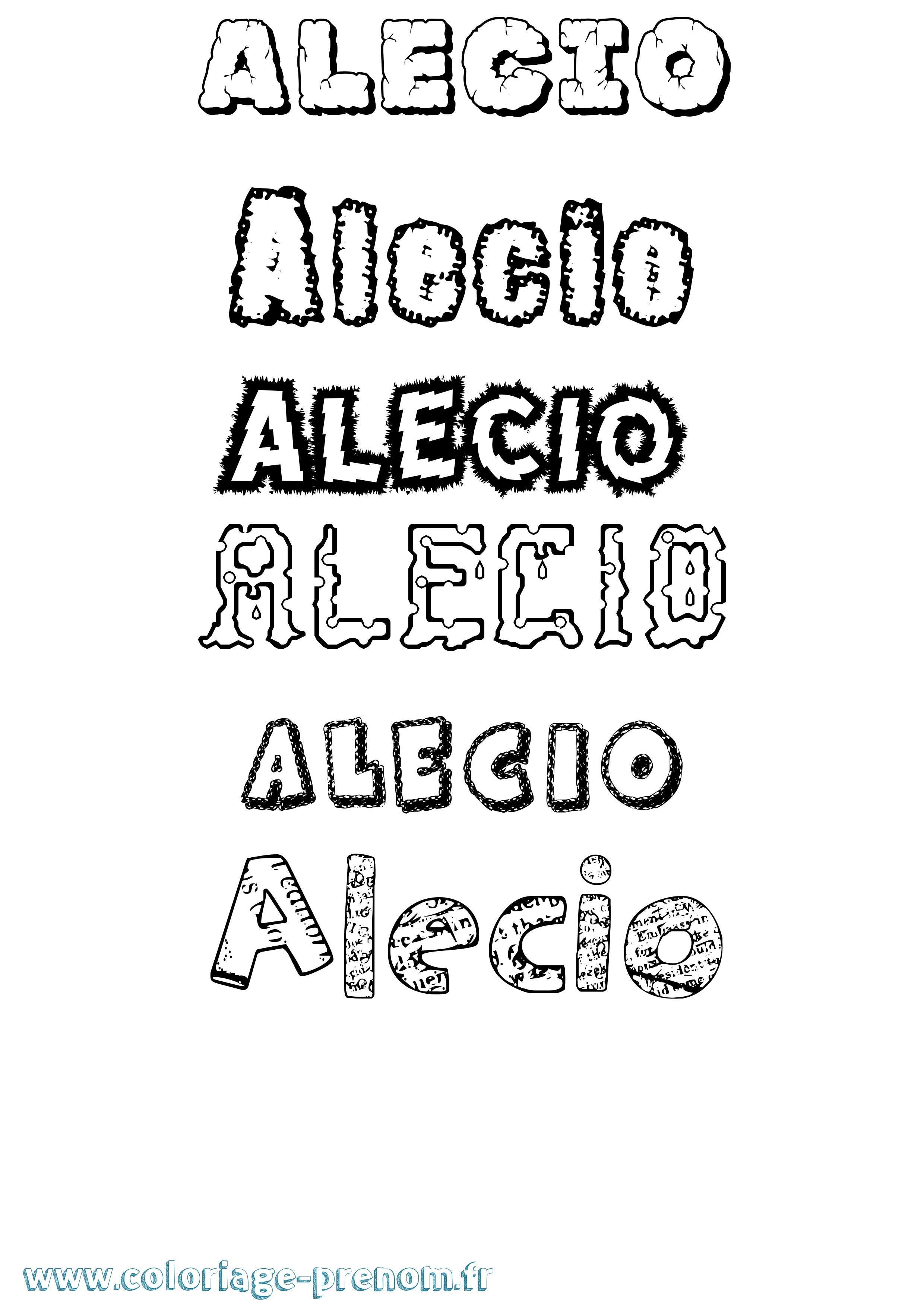 Coloriage prénom Alecio Destructuré