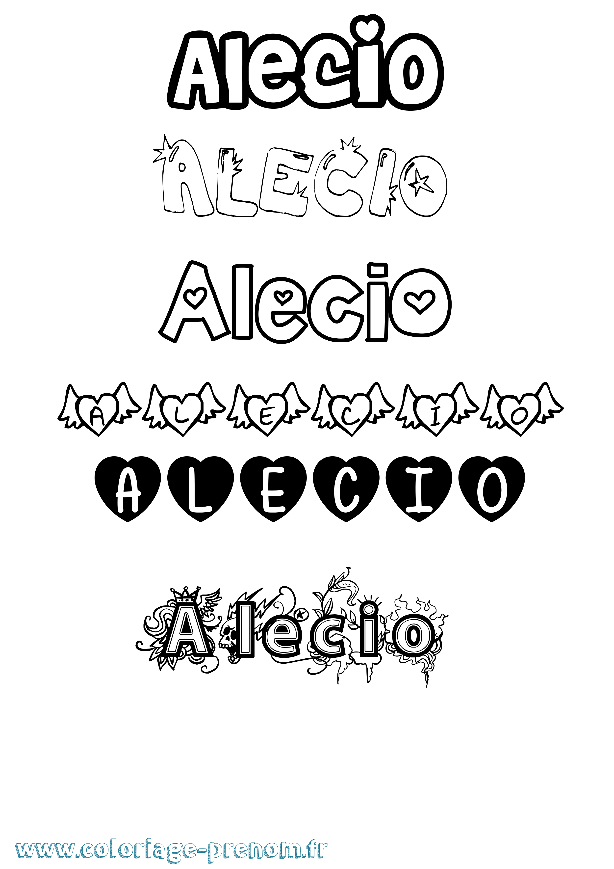Coloriage prénom Alecio Girly